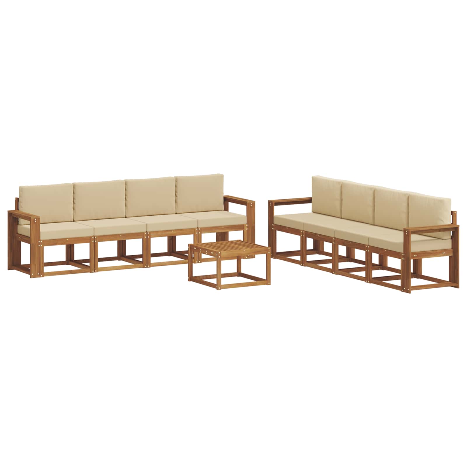 Outdoor-Sofagarnitur 9 stk. Natur und Beige