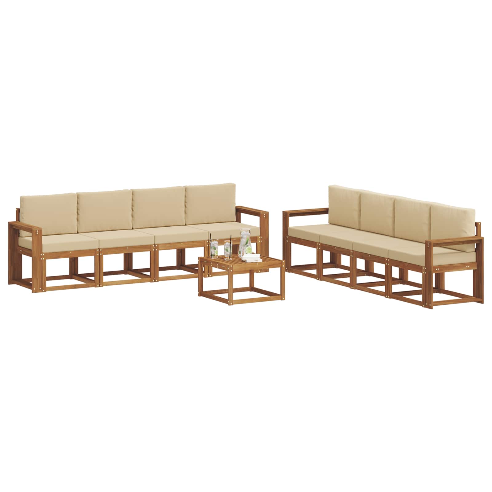 Outdoor-Sofagarnitur 9 stk. Natur und Beige