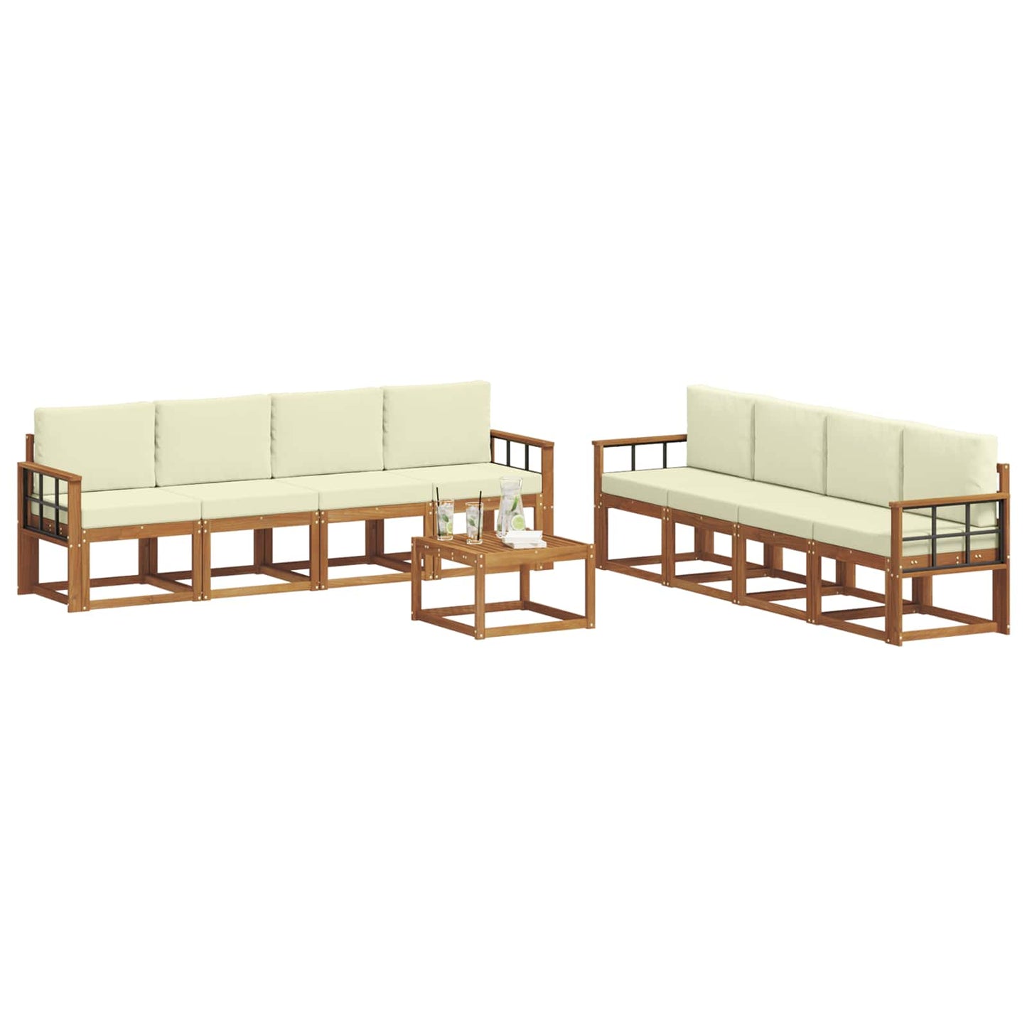 Outdoor-Sofagarnitur 9 stk. Natur und Creme