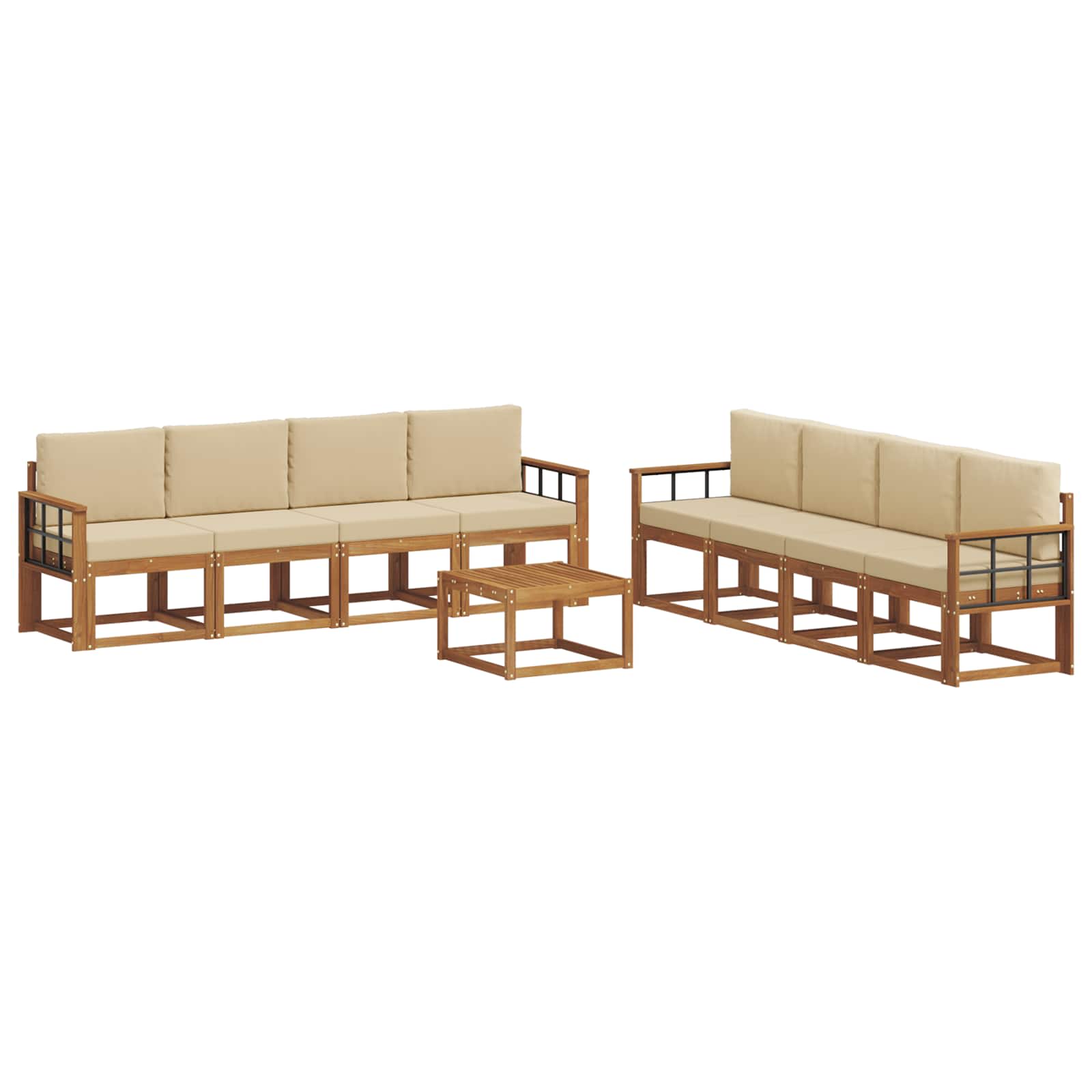 Outdoor-Sofagarnitur 9 stk. Natur und Beige