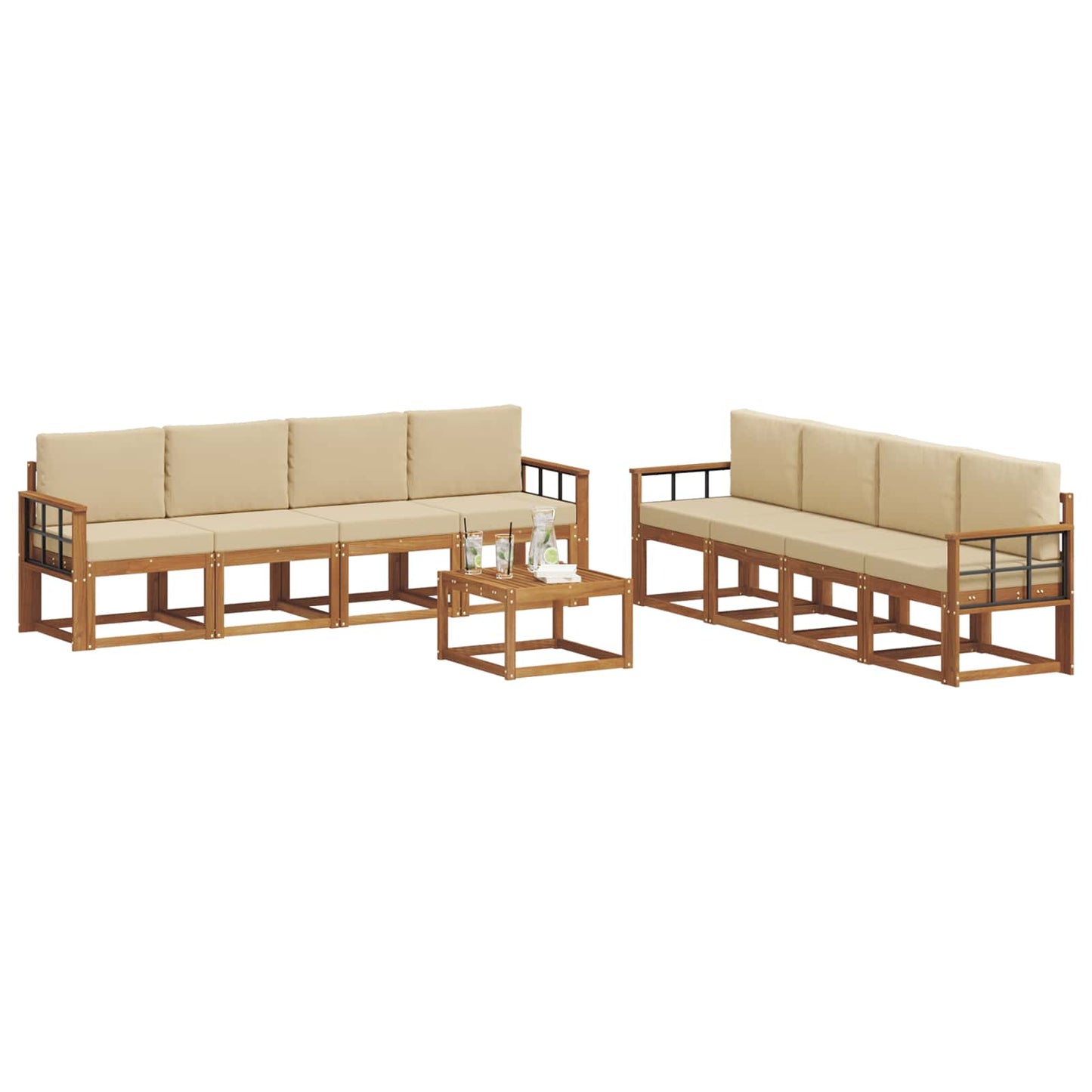 Outdoor-Sofagarnitur 9 stk. Natur und Beige