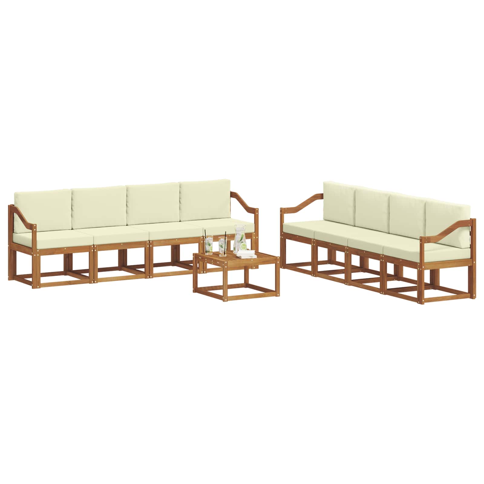 Outdoor-Sofagarnitur 9 stk. Natur und Creme