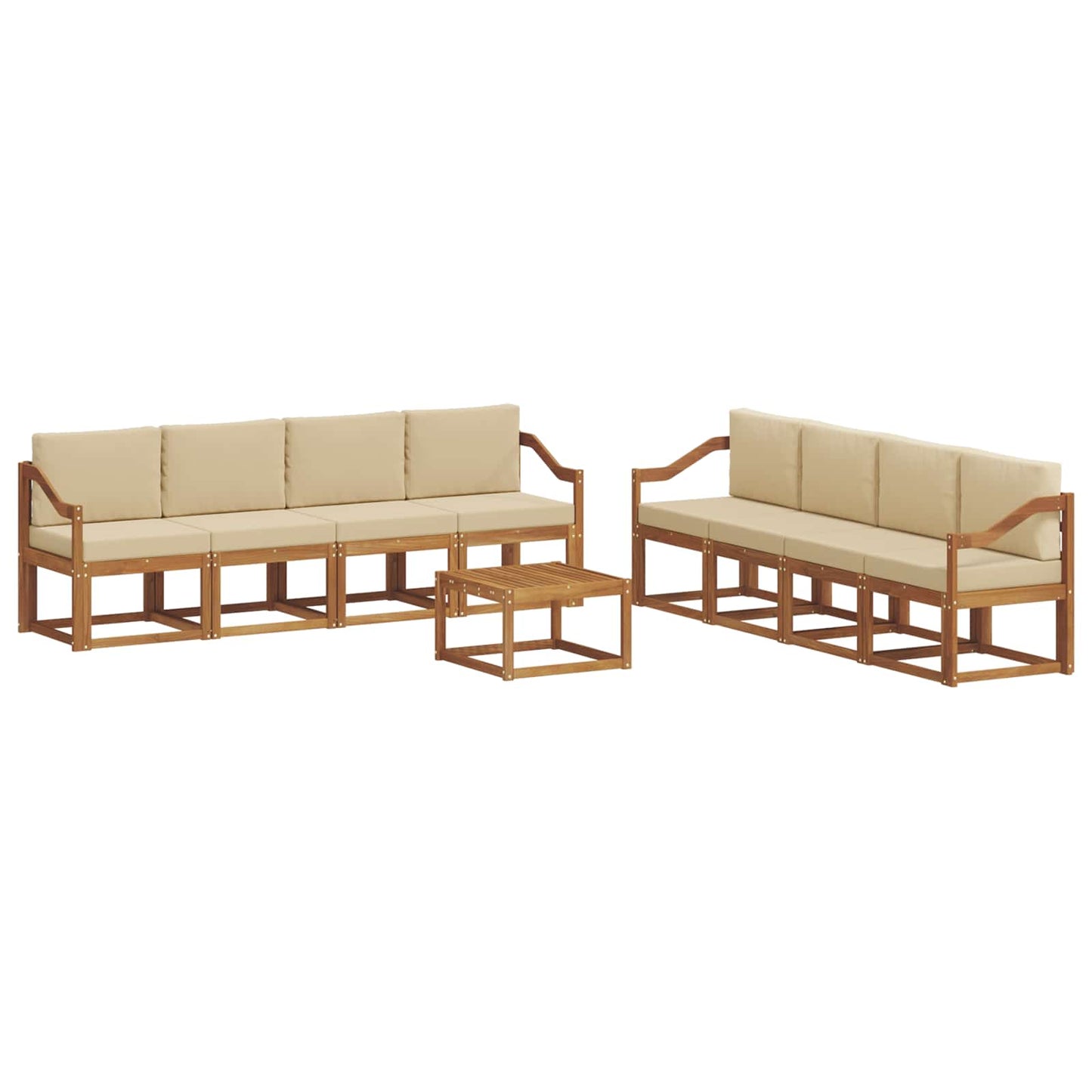Outdoor-Sofagarnitur 9 stk. Natur und Beige