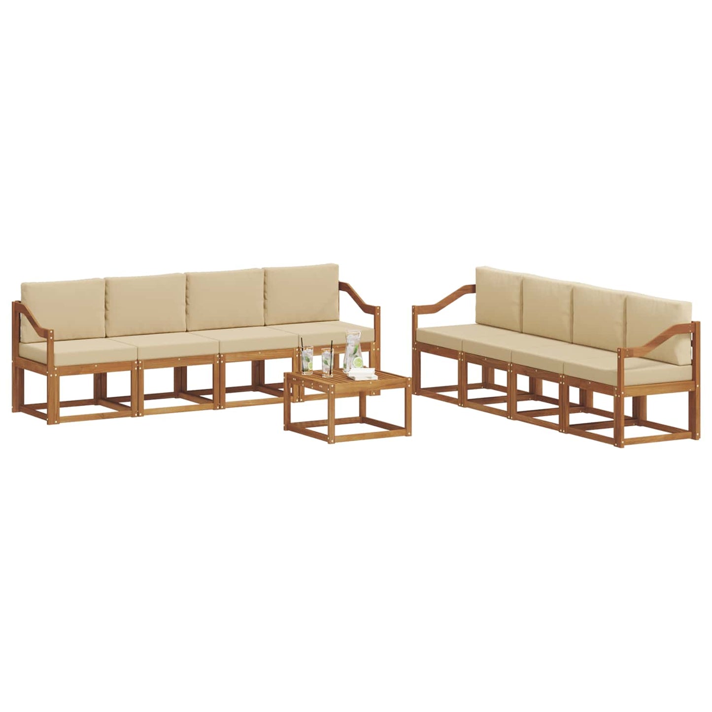 Outdoor-Sofagarnitur 9 stk. Natur und Beige