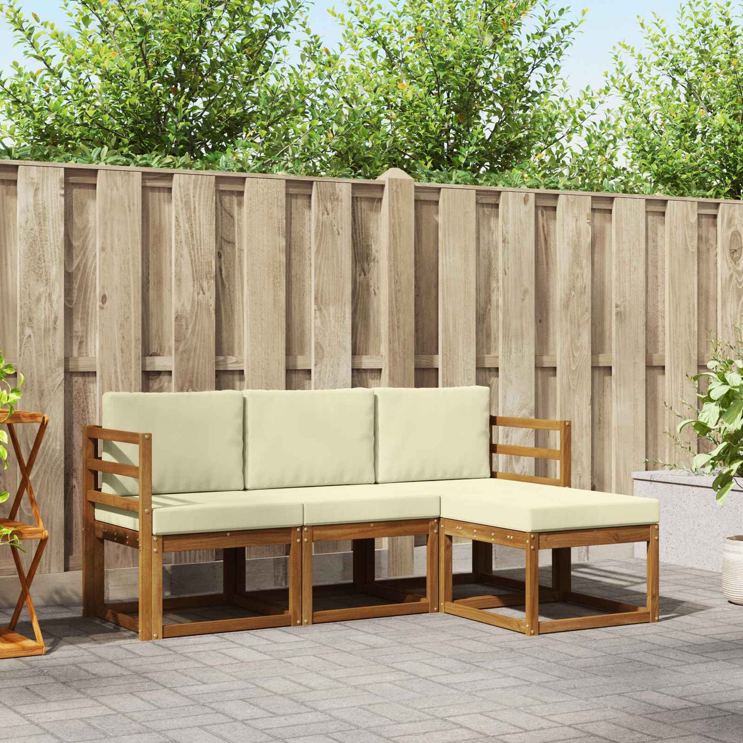 Outdoor-Sofagarnitur 4 stk. Natur und Creme