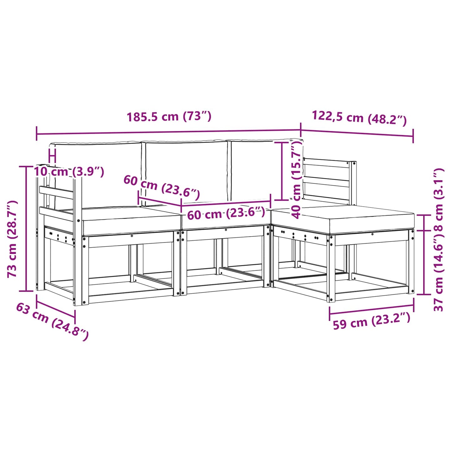 Outdoor-Sofagarnitur 4 stk. Natur und Creme