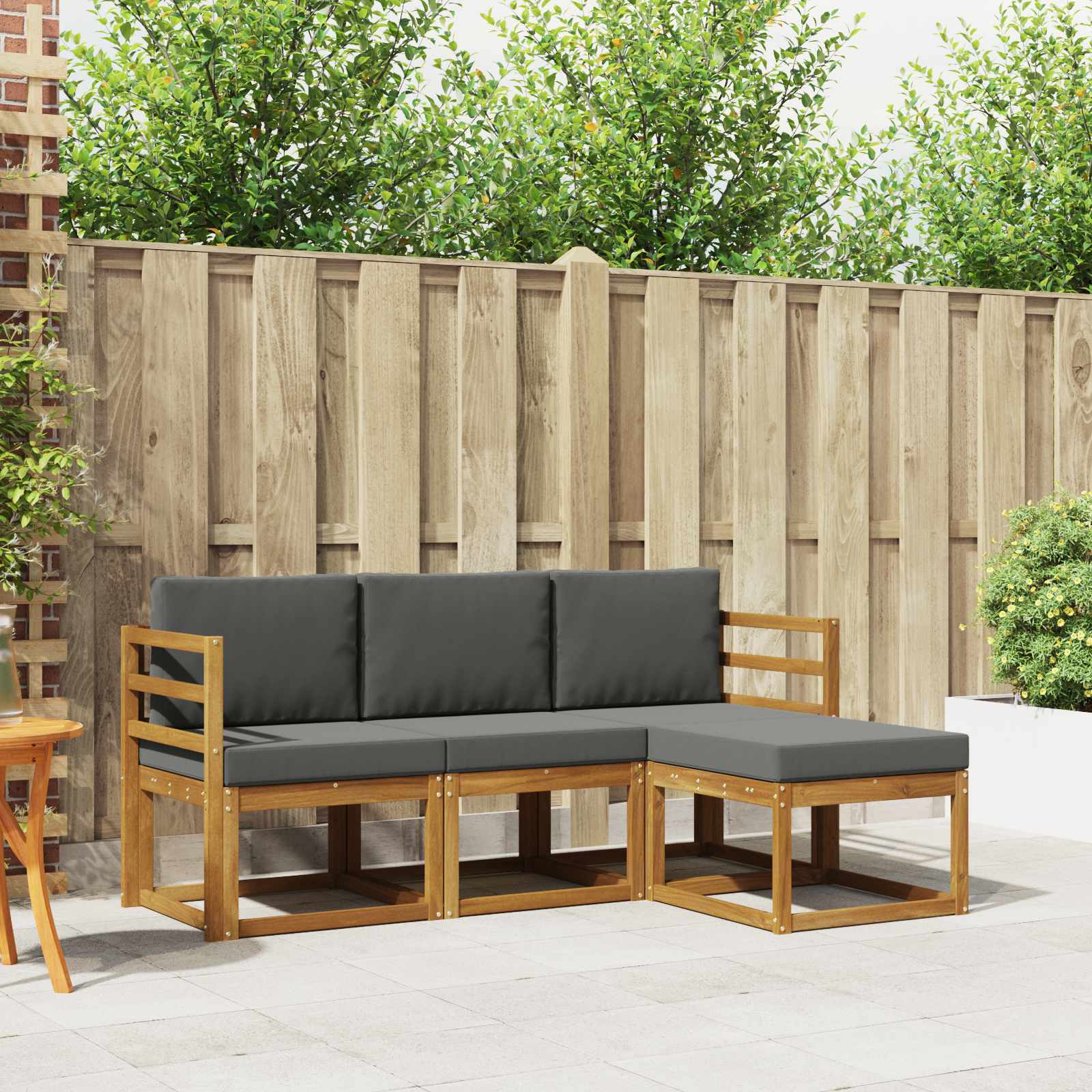 Outdoor-Sofagarnitur 4 stk. Natur und Anthrazit