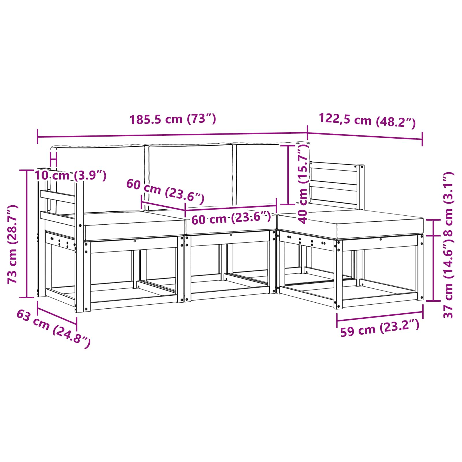 Outdoor-Sofagarnitur 4 stk. Natur und Anthrazit