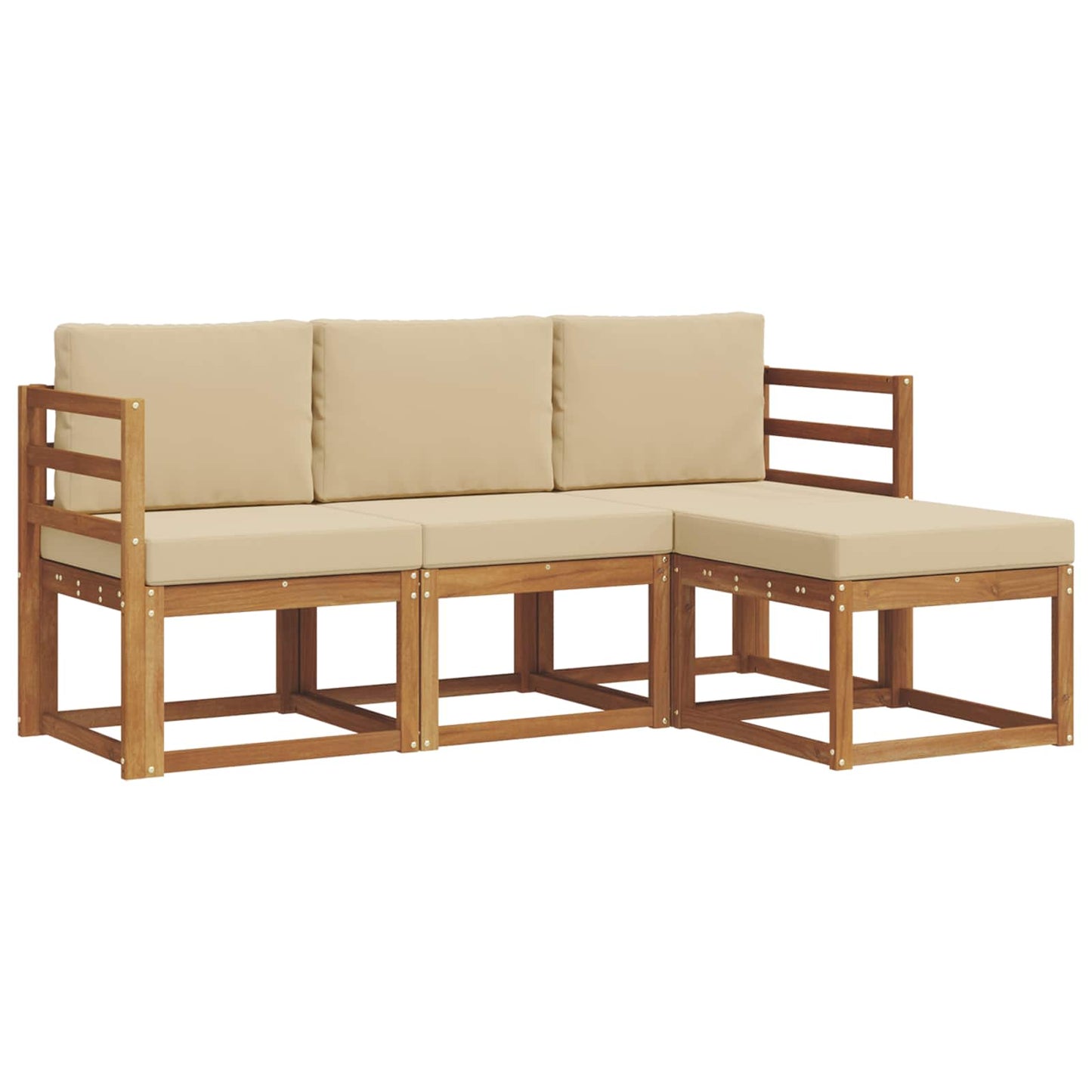 Outdoor-Sofagarnitur mit Kissen 4 pcs Natur und Beige