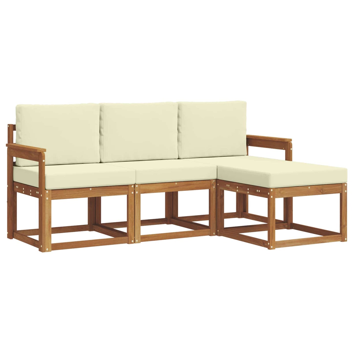 Outdoor-Sofagarnitur 4 stk. Natur und Creme