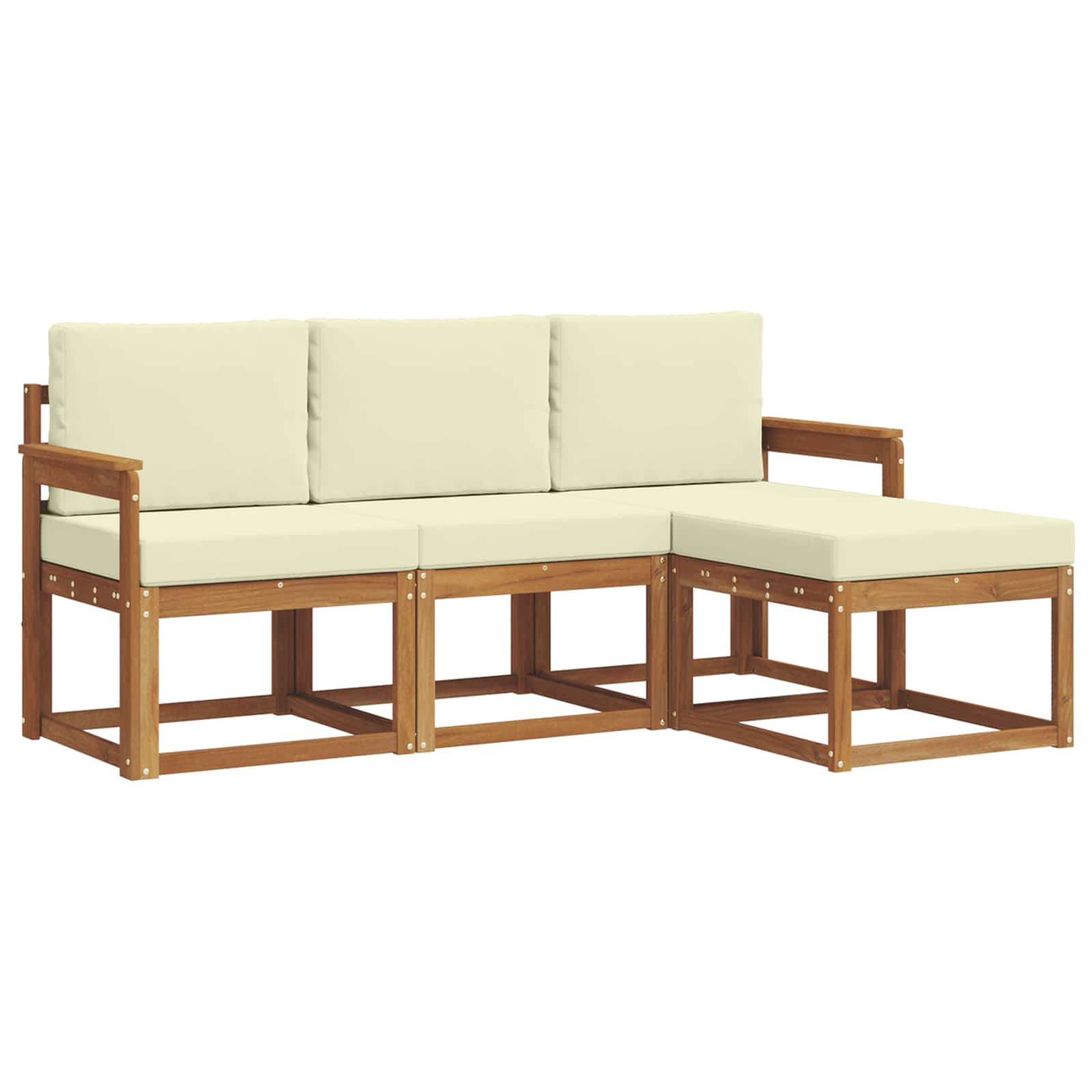 Outdoor-Sofagarnitur 4 stk. Natur und Creme