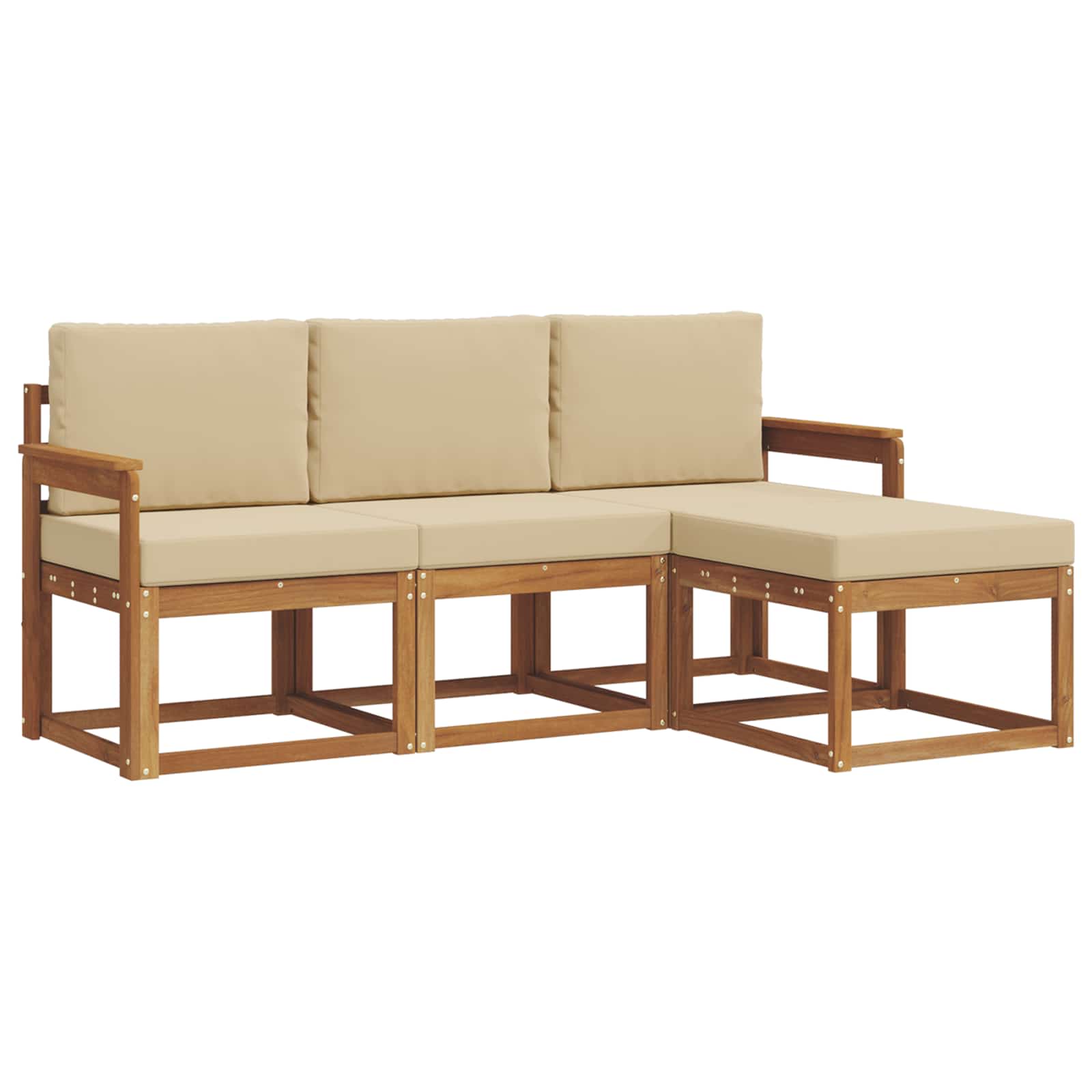 Outdoor-Sofagarnitur mit Kissen 4 pcs Natur und Beige