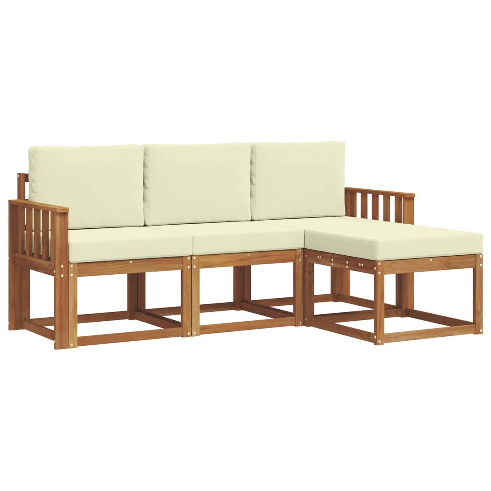 Outdoor-Sofagarnitur 4 stk. Natur und Creme