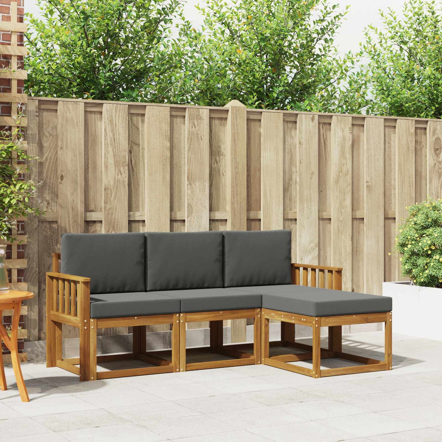 Outdoor-Sofagarnitur 4 stk. Natur und Anthrazit