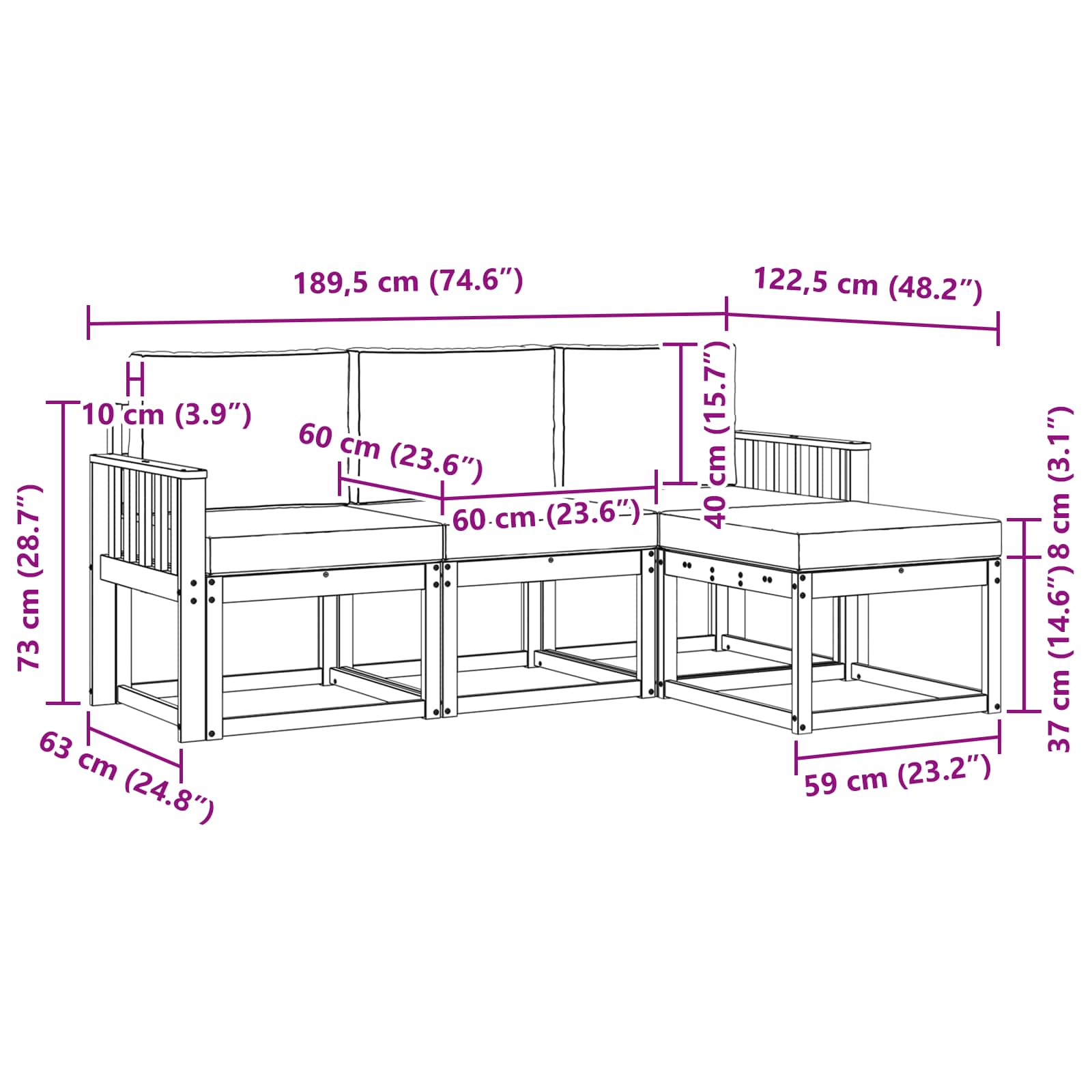 Outdoor-Sofagarnitur 4 stk. Natur und Anthrazit