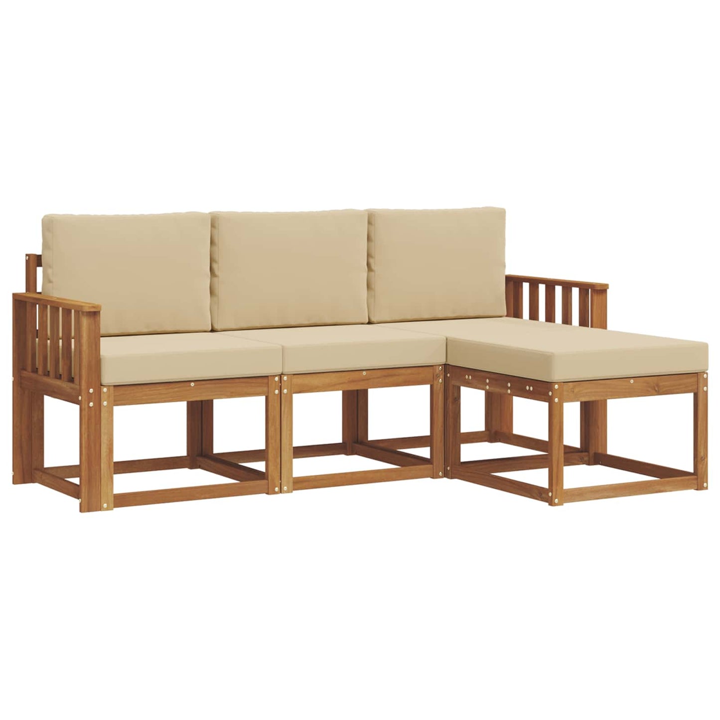 Outdoor-Sofagarnitur mit Kissen 4 pcs Natur und Beige