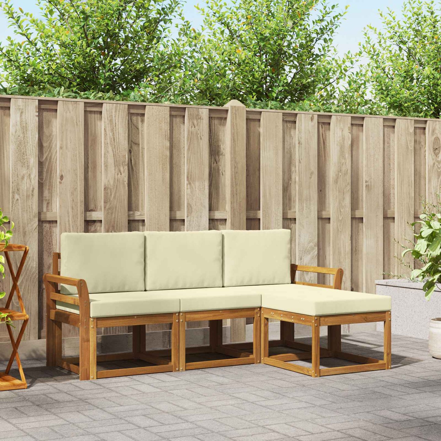 Outdoor-Sofagarnitur 4 stk. Natur und Creme