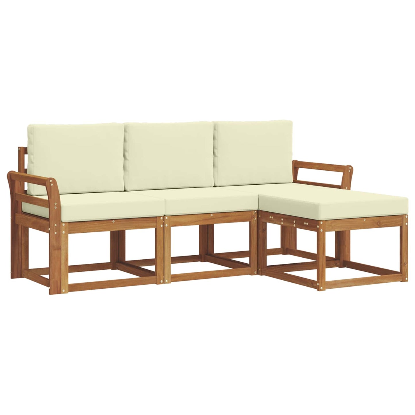 Outdoor-Sofagarnitur 4 stk. Natur und Creme