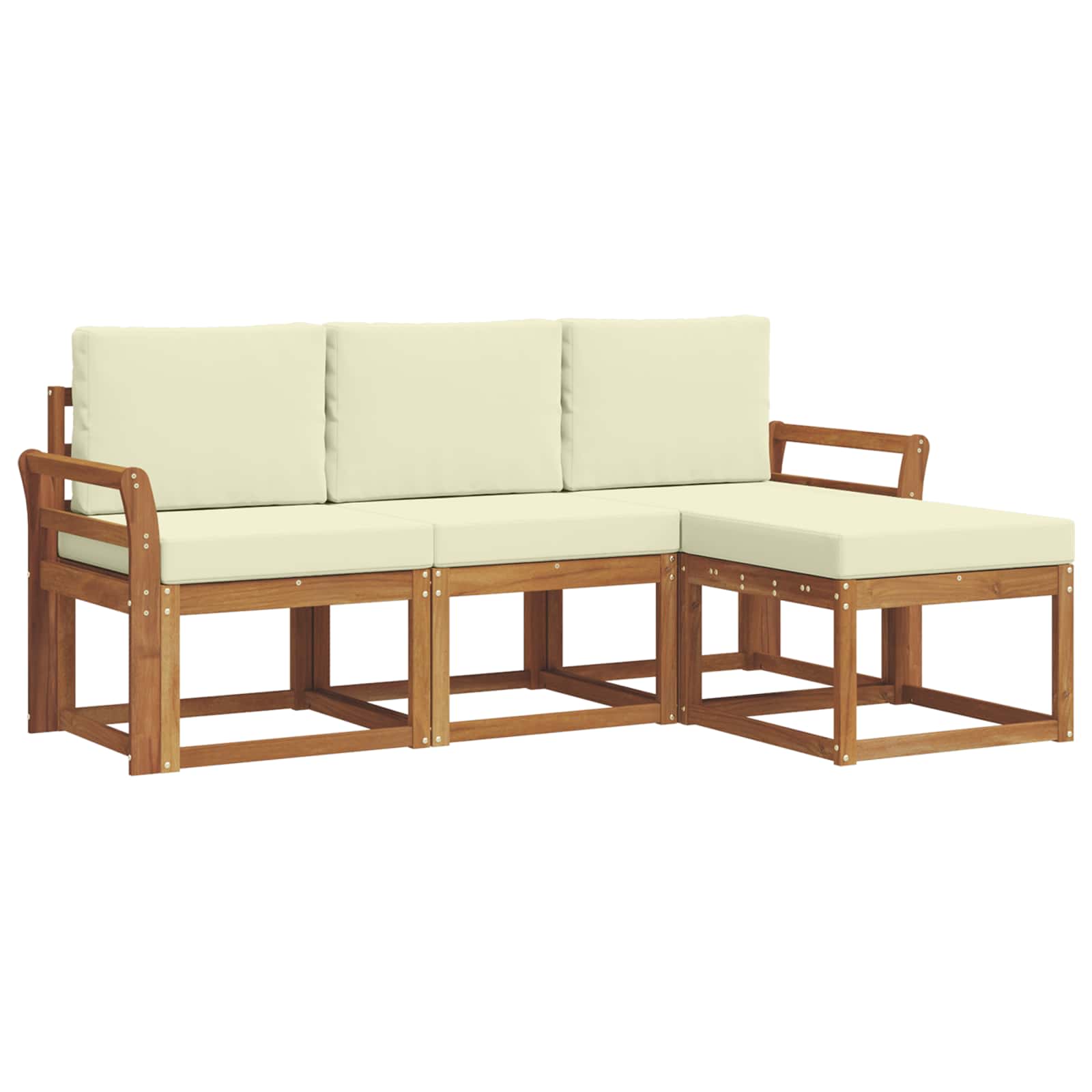 Outdoor-Sofagarnitur 4 stk. Natur und Creme