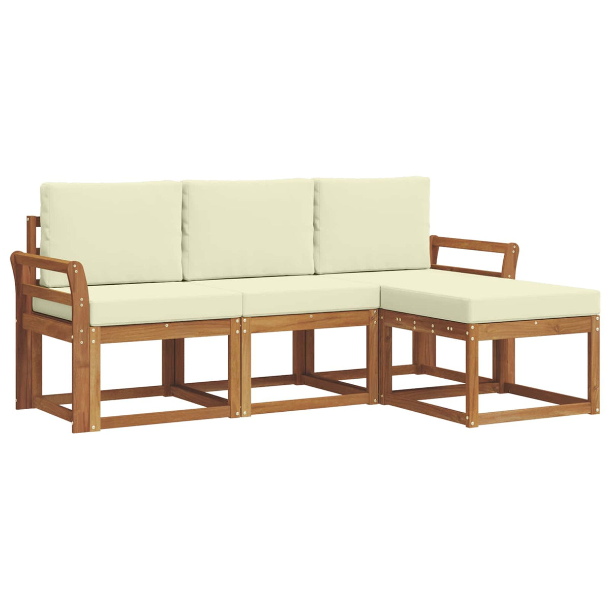 Outdoor-Sofagarnitur 4 stk. Natur und Creme