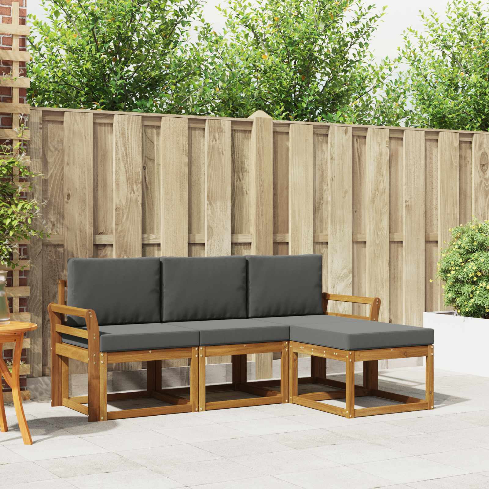 Outdoor-Sofagarnitur 4 stk. Natur und Anthrazit