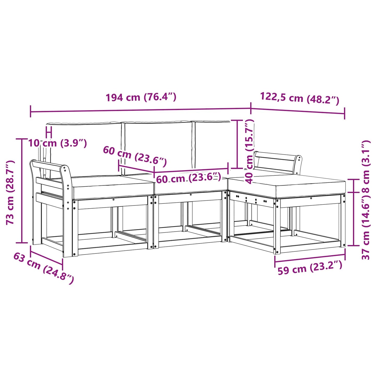 Outdoor-Sofagarnitur 4 stk. Natur und Anthrazit