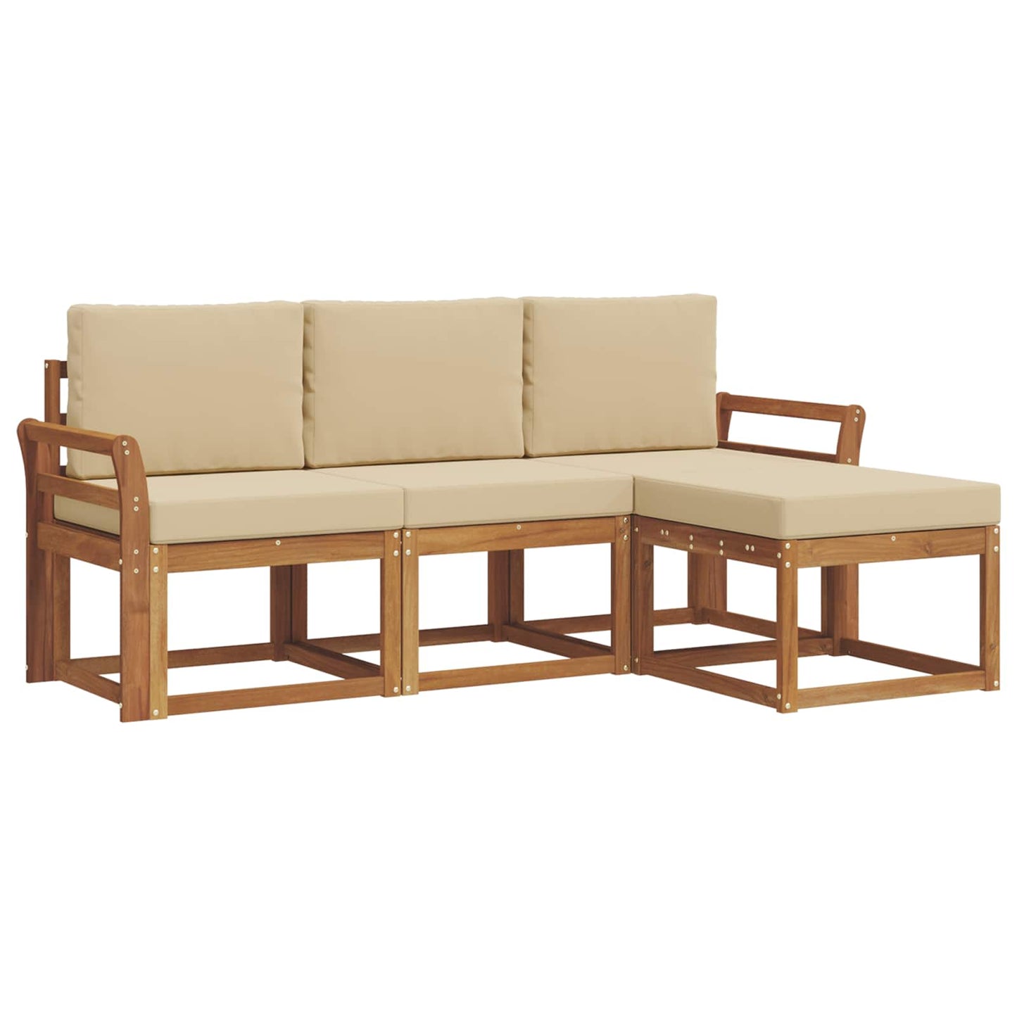 Outdoor-Sofagarnitur mit Kissen 4 pcs Natur und Beige