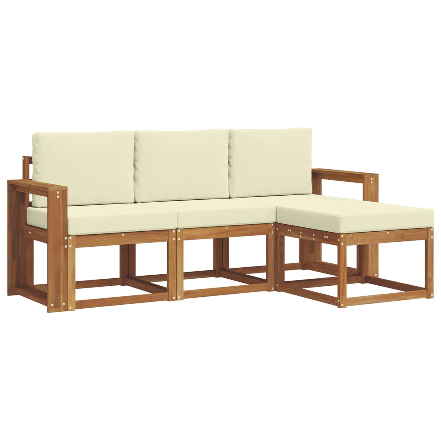 Outdoor-Sofagarnitur 4 stk. Natur und Creme