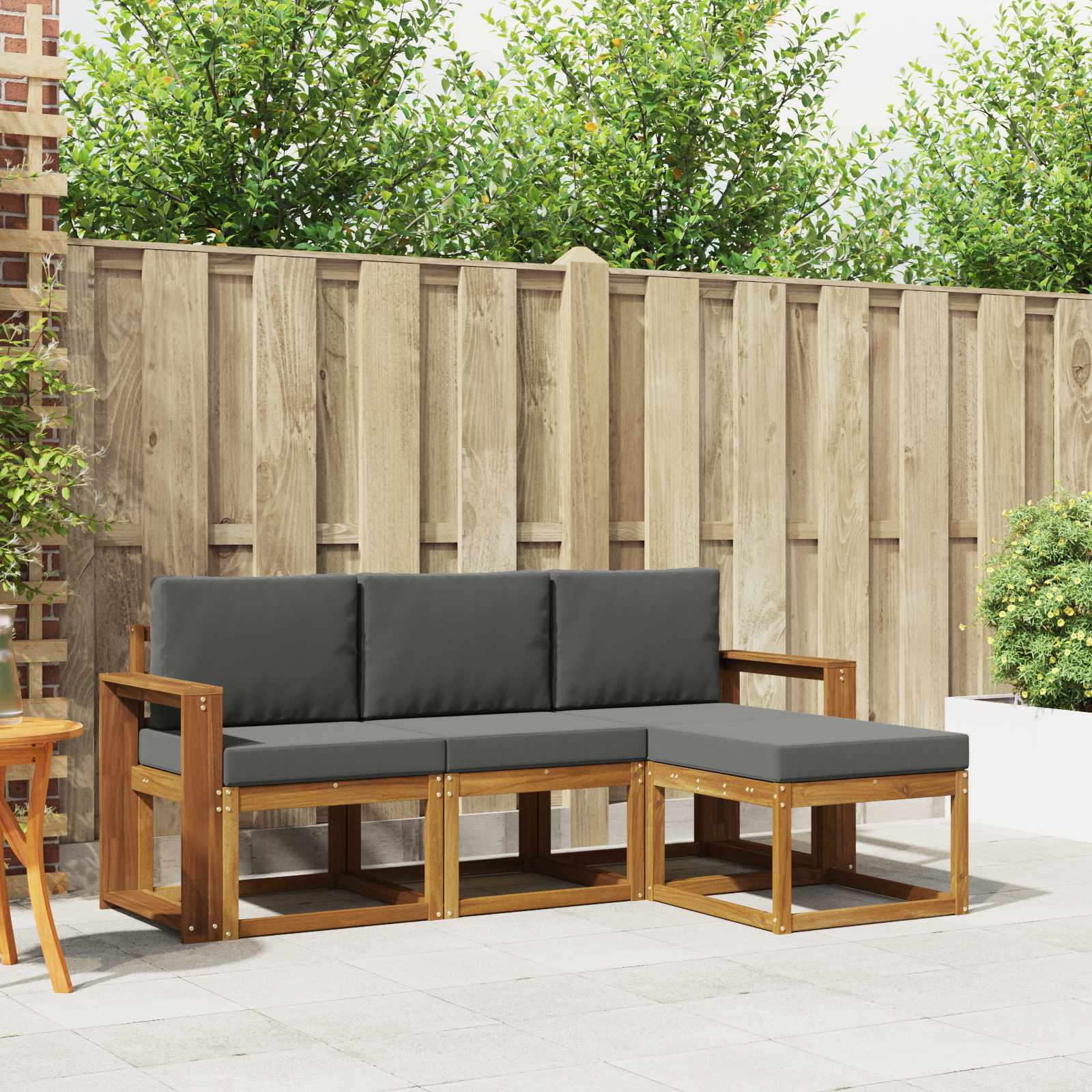 Outdoor-Sofagarnitur 4 stk. Natur und Anthrazit