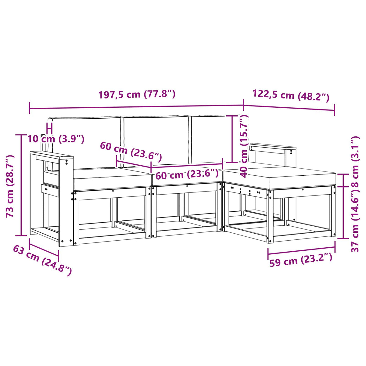 Outdoor-Sofagarnitur 4 stk. Natur und Anthrazit