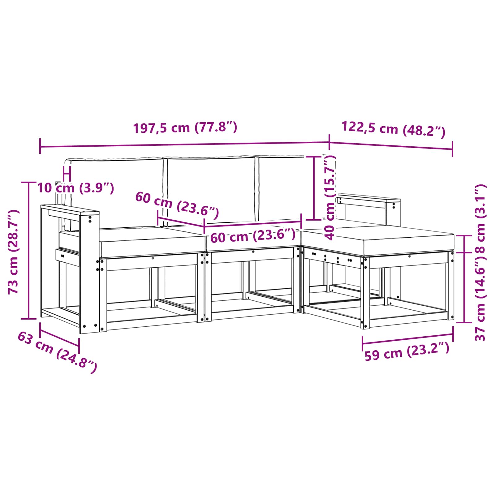 Outdoor-Sofagarnitur 4 stk. Natur und Anthrazit