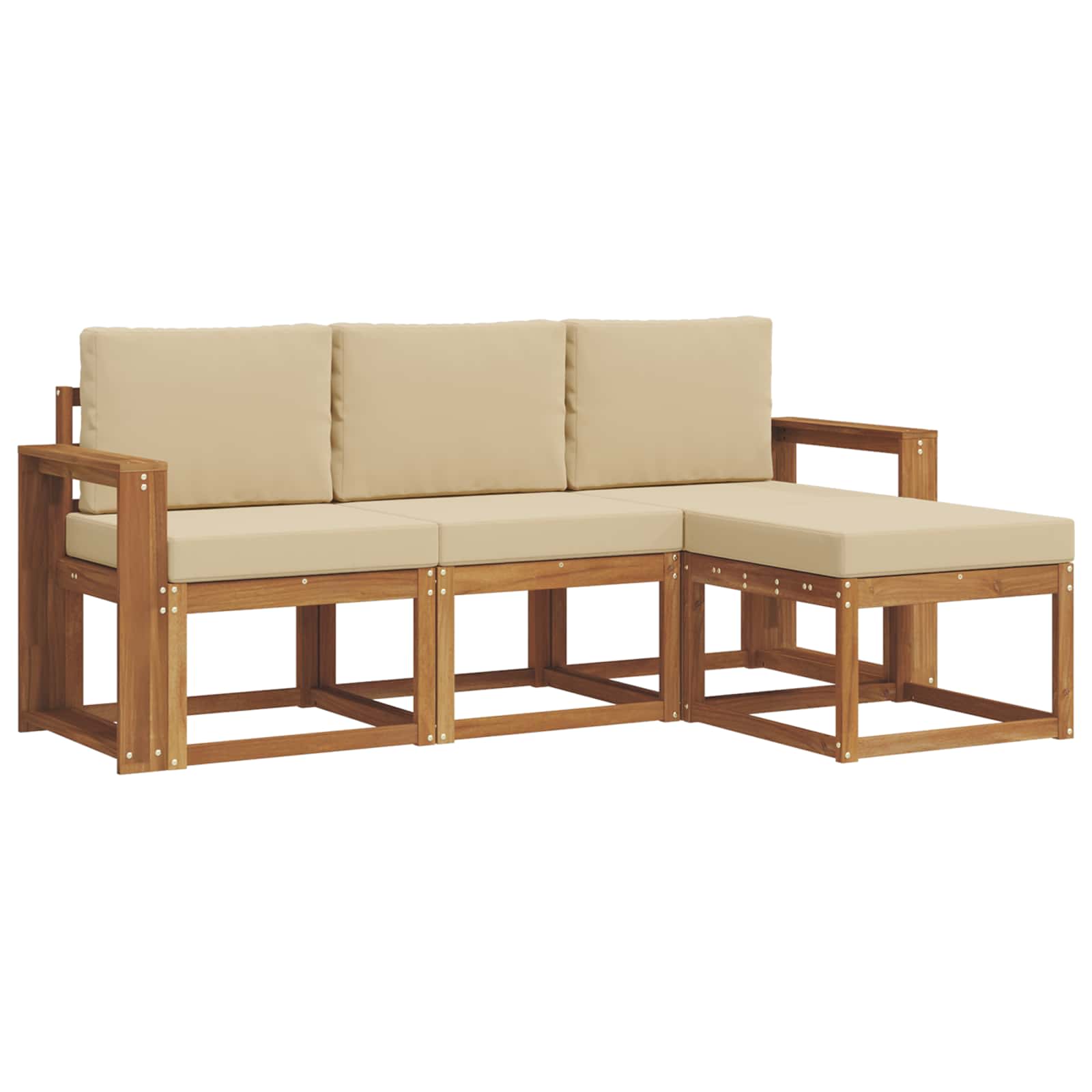 Outdoor-Sofagarnitur mit Kissen 4 pcs Natur und Beige