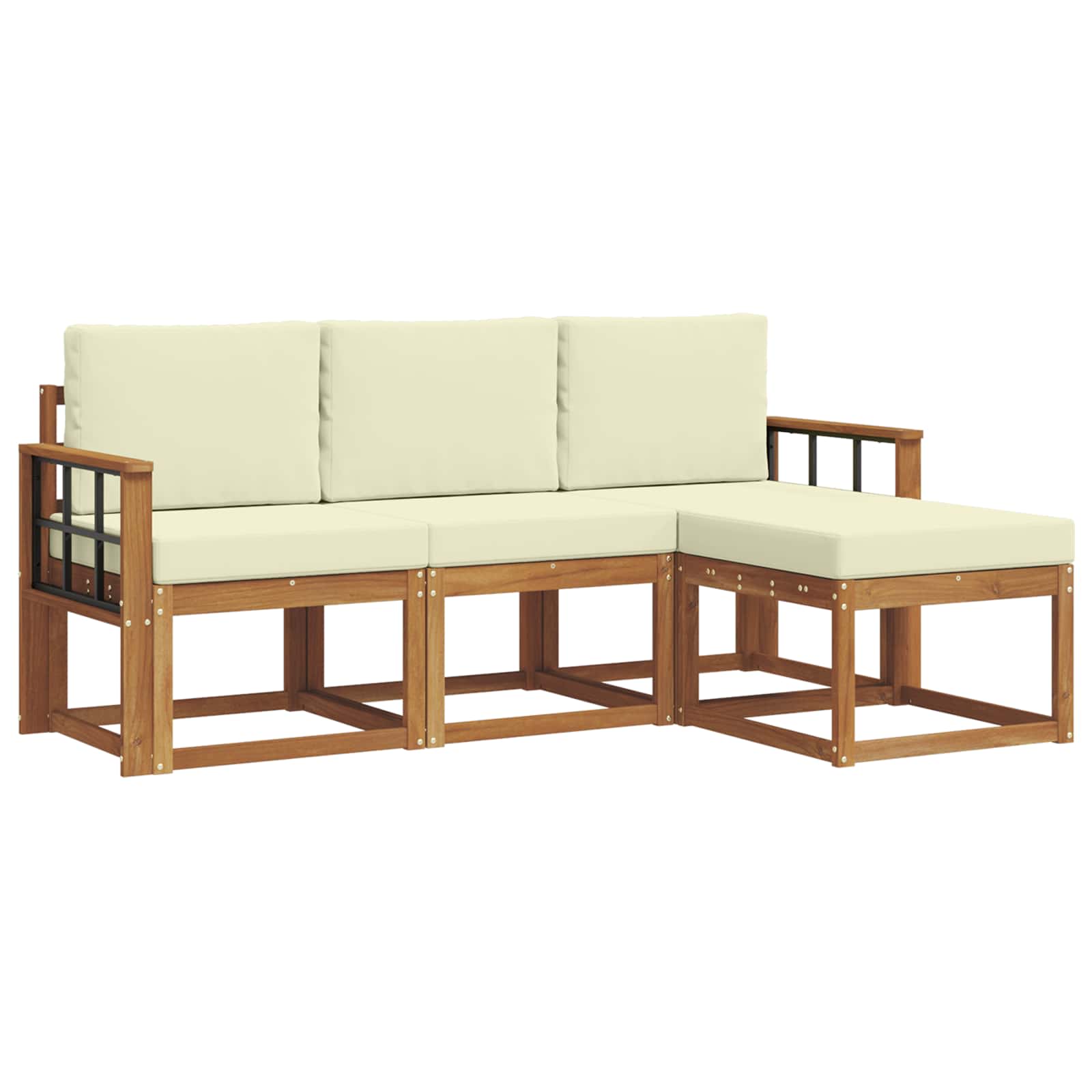 Outdoor-Sofagarnitur 4 stk. Natur und Creme
