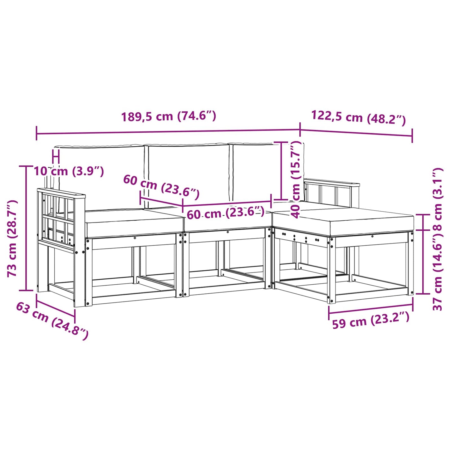 Outdoor-Sofagarnitur 4 stk. Natur und Creme
