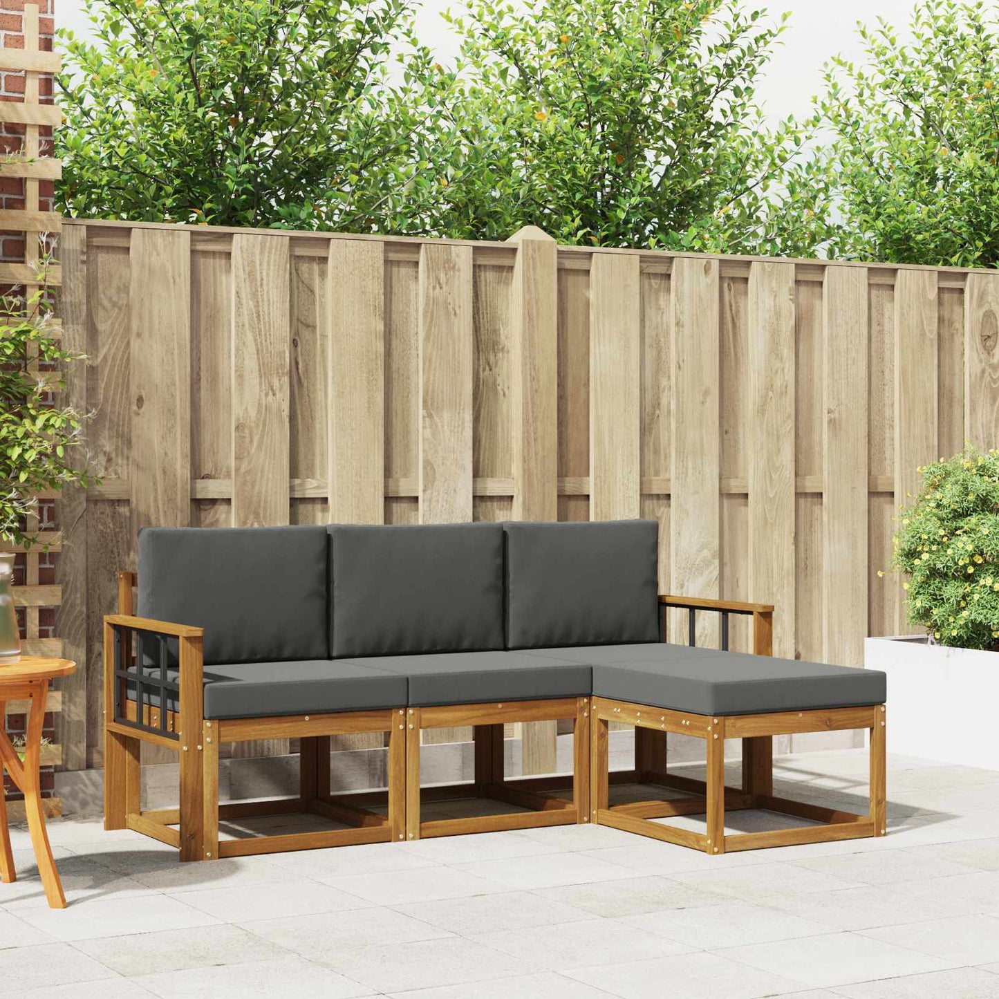 Outdoor-Sofagarnitur 4 stk. Natur und Anthrazit