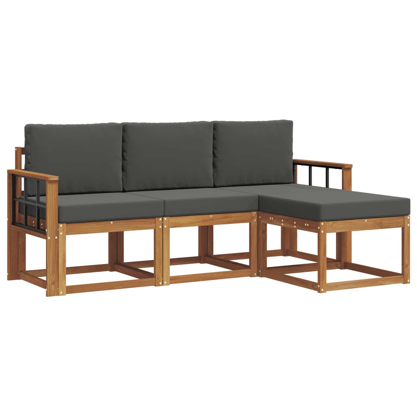 Outdoor-Sofagarnitur 4 stk. Natur und Anthrazit