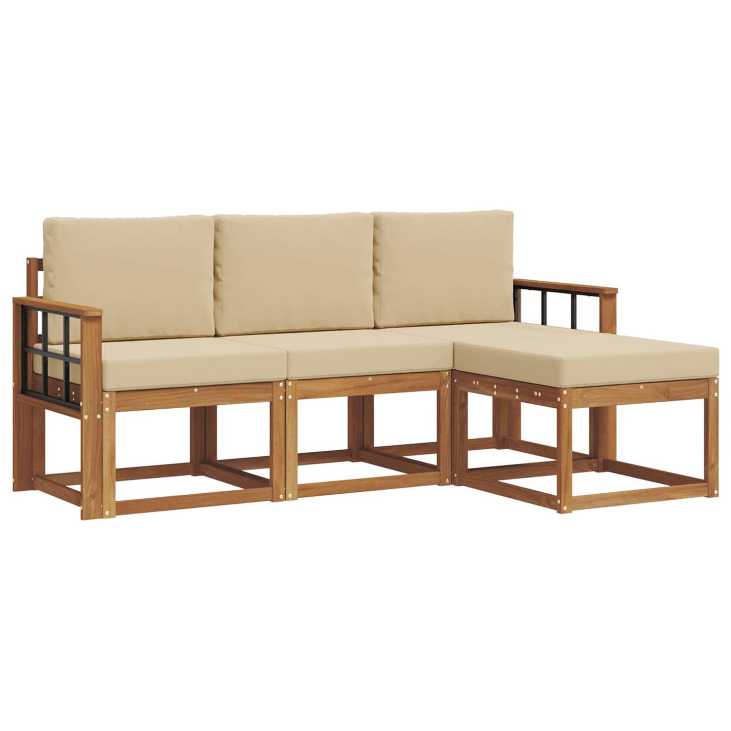 Outdoor-Sofagarnitur mit Kissen 4 pcs Natur und Beige
