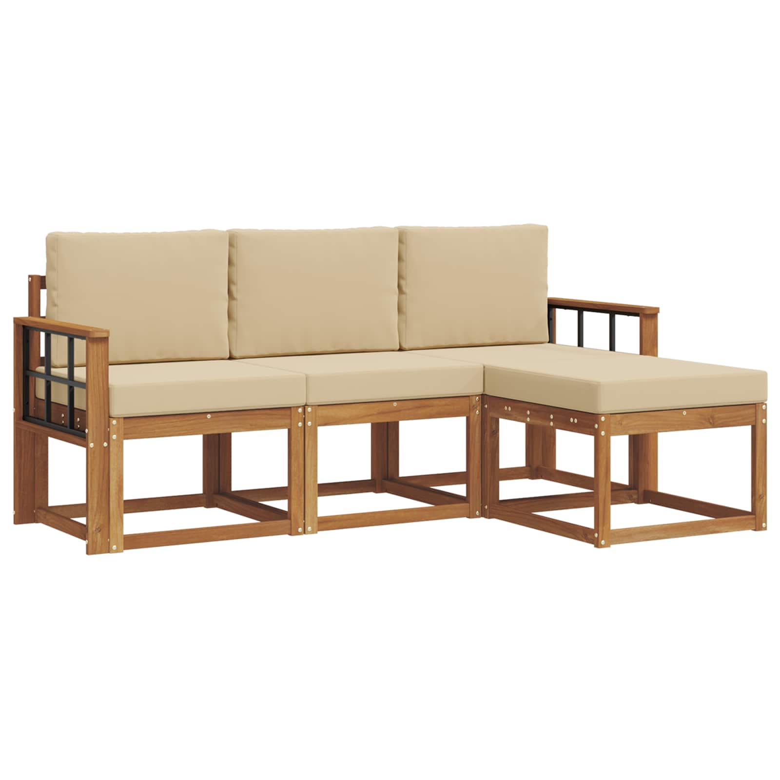 Outdoor-Sofagarnitur mit Kissen 4 pcs Natur und Beige