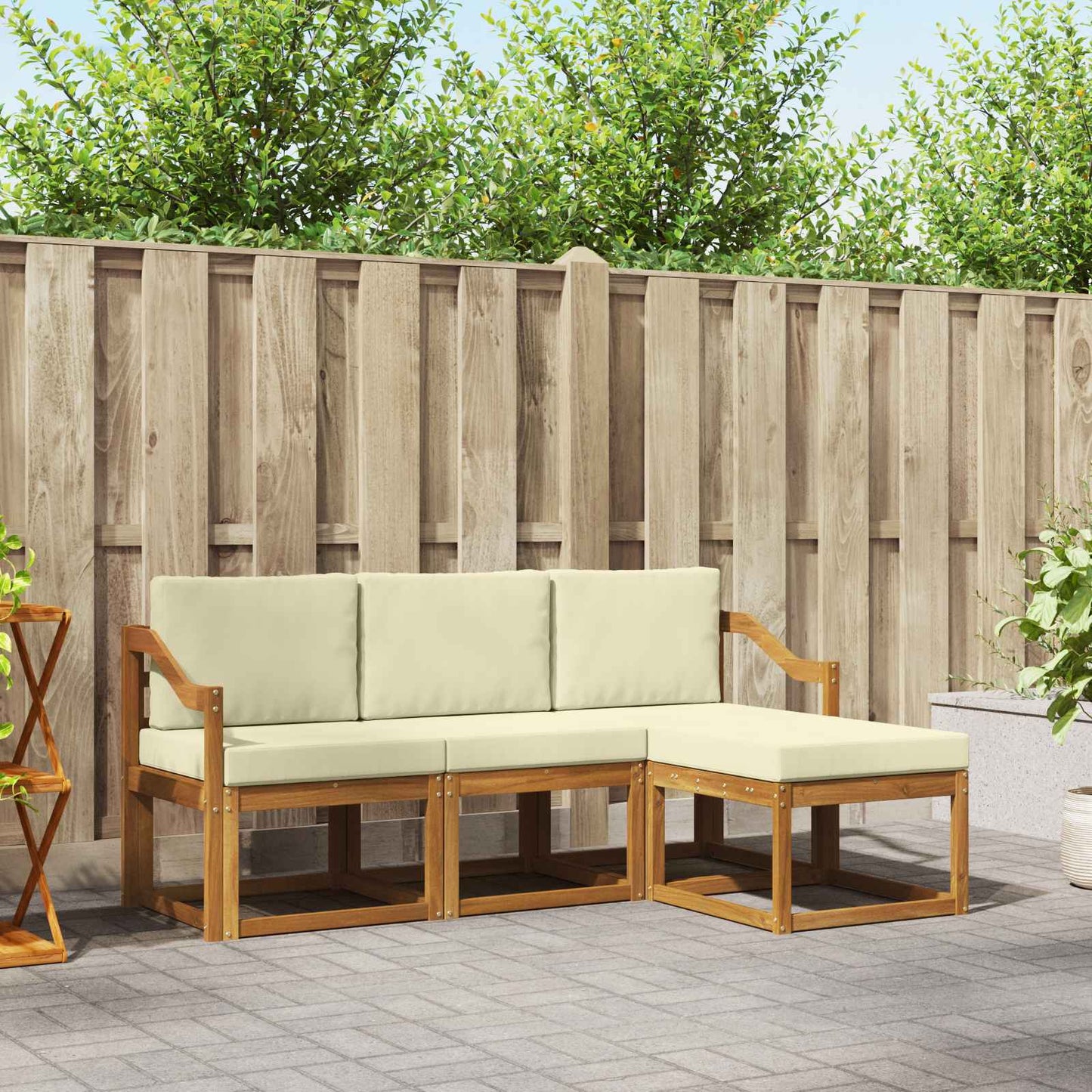 Outdoor-Sofagarnitur 4 stk. Natur und Creme