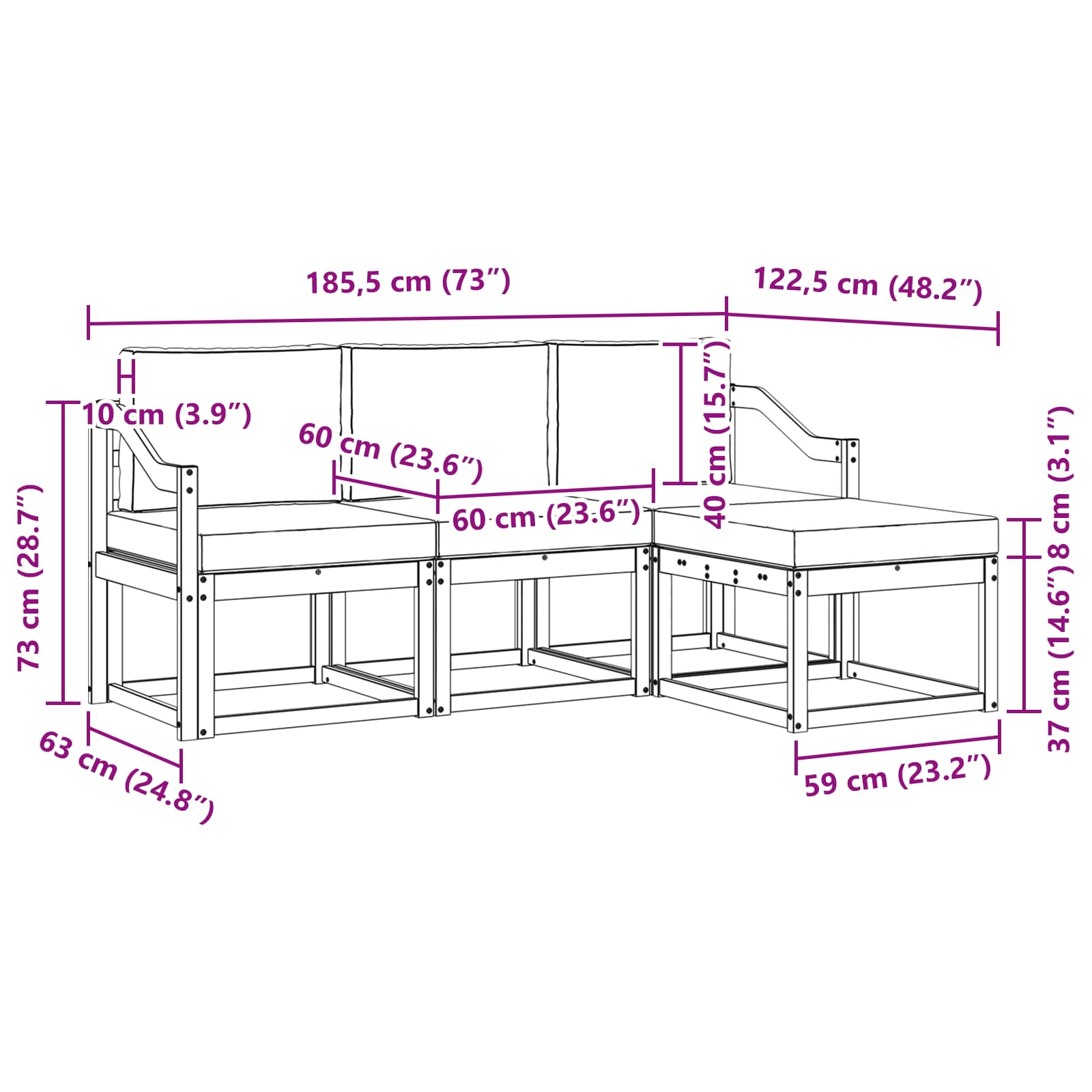 Outdoor-Sofagarnitur 4 stk. Natur und Creme