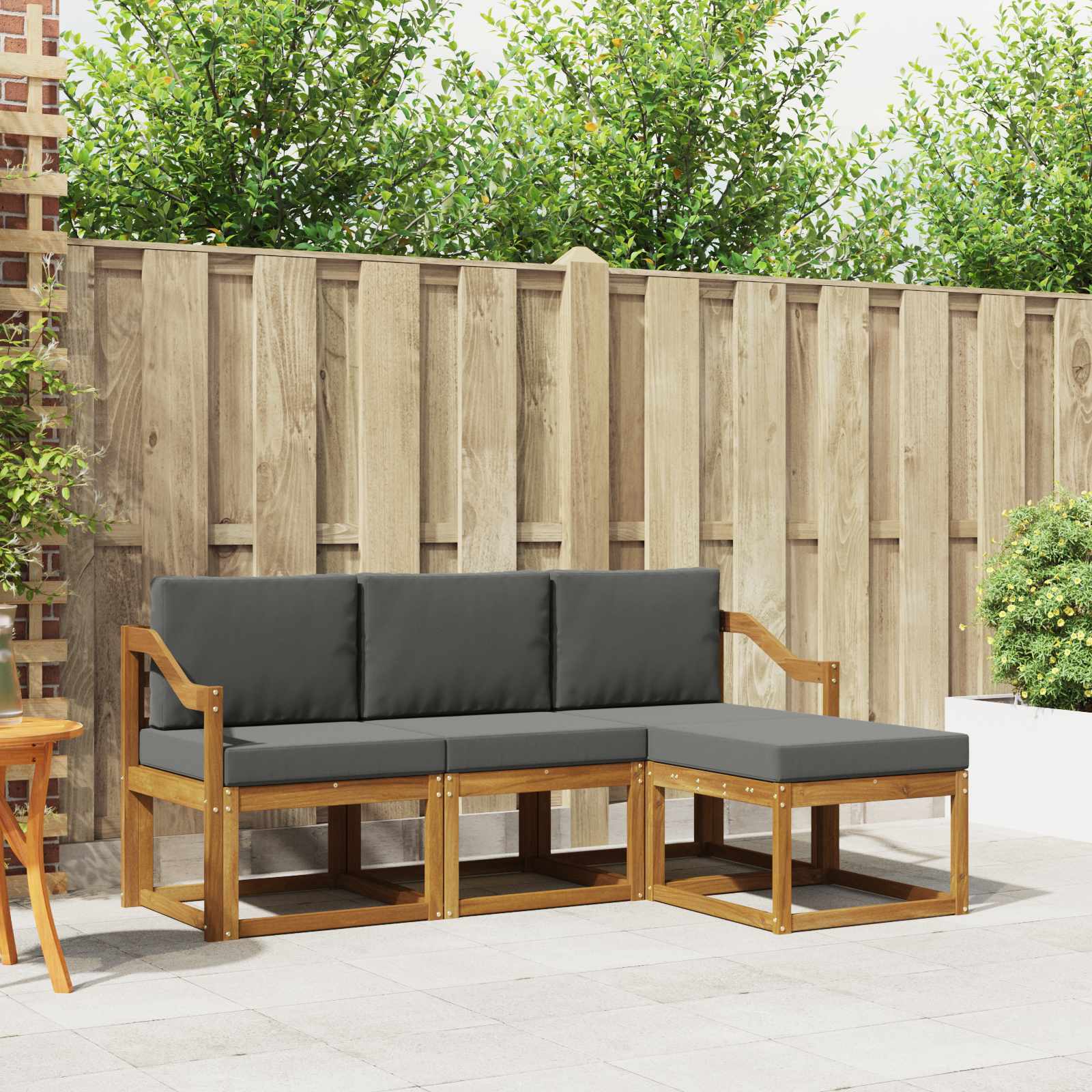 Outdoor-Sofagarnitur 4 stk. Natur und Anthrazit