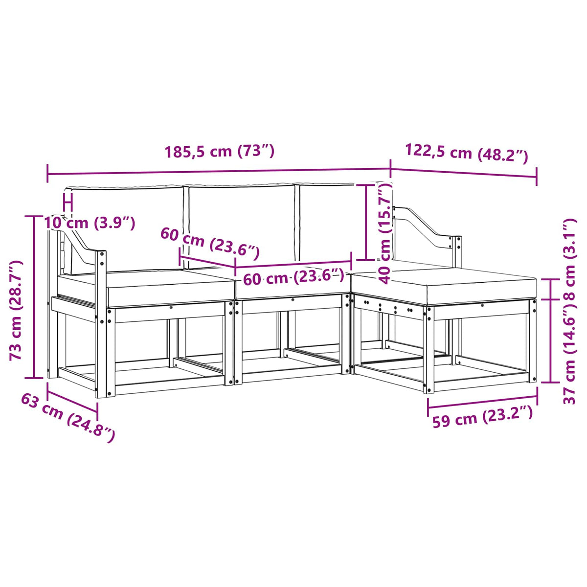Outdoor-Sofagarnitur 4 stk. Natur und Anthrazit
