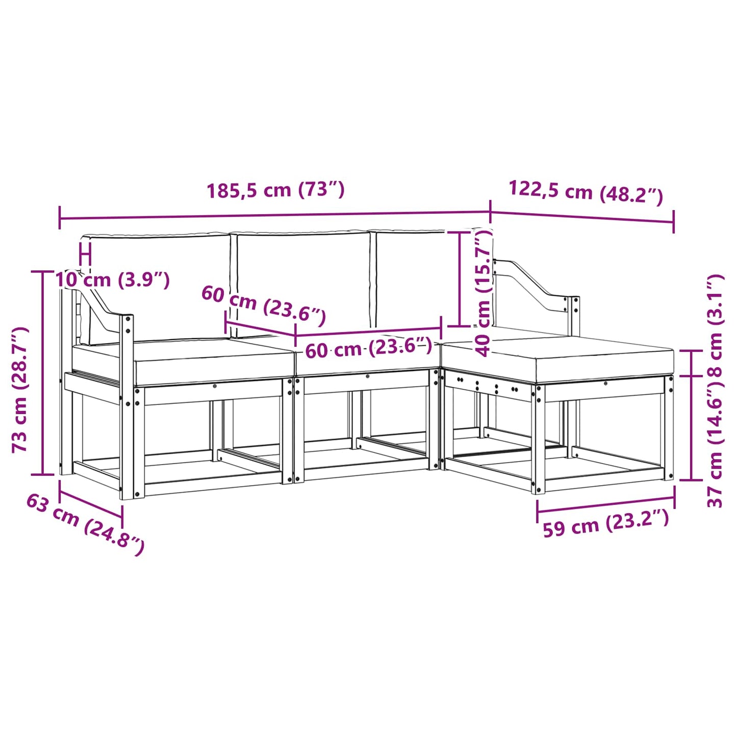 Outdoor-Sofagarnitur 4 stk. Natur und Anthrazit