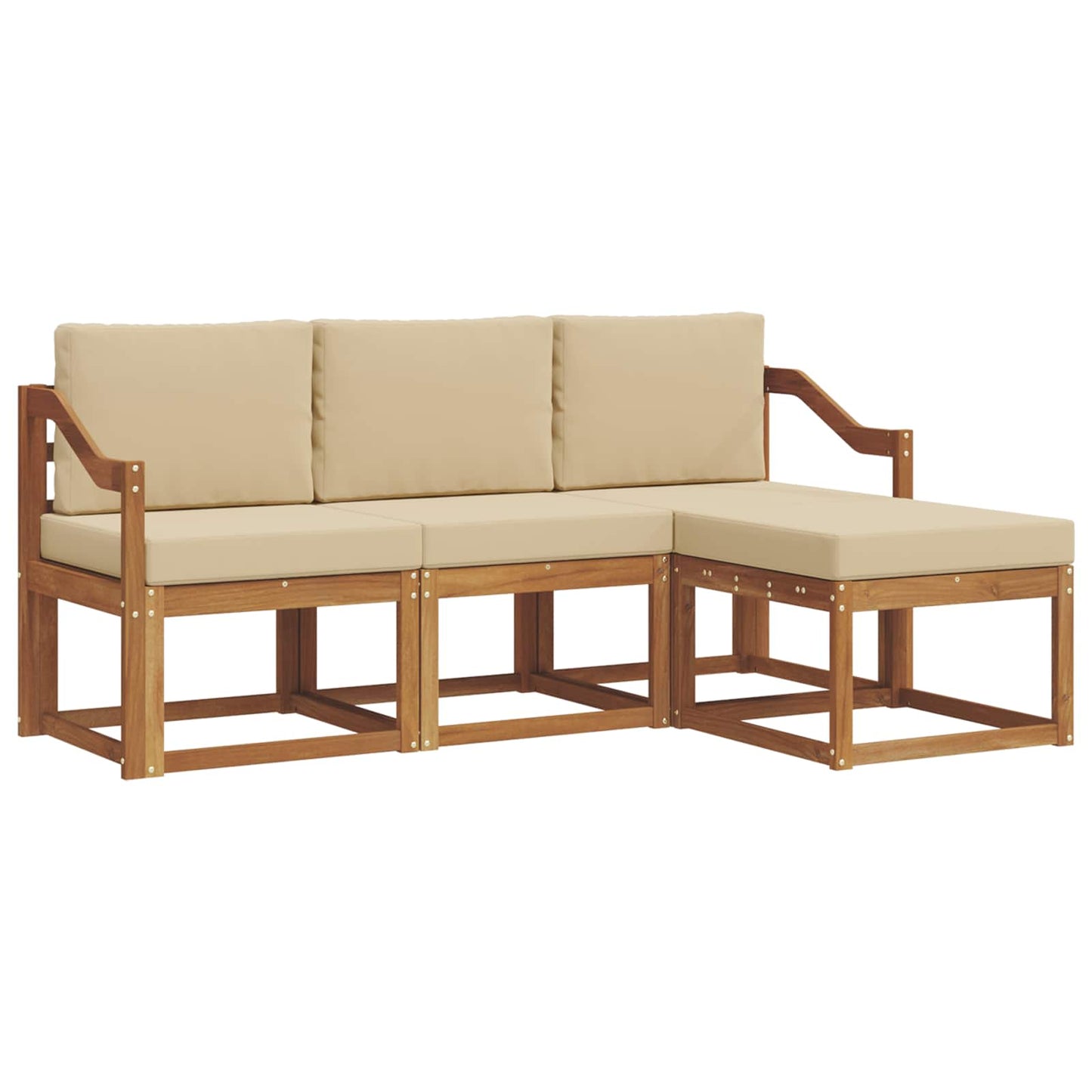Outdoor-Sofagarnitur mit Kissen 4 pcs Natur und Beige