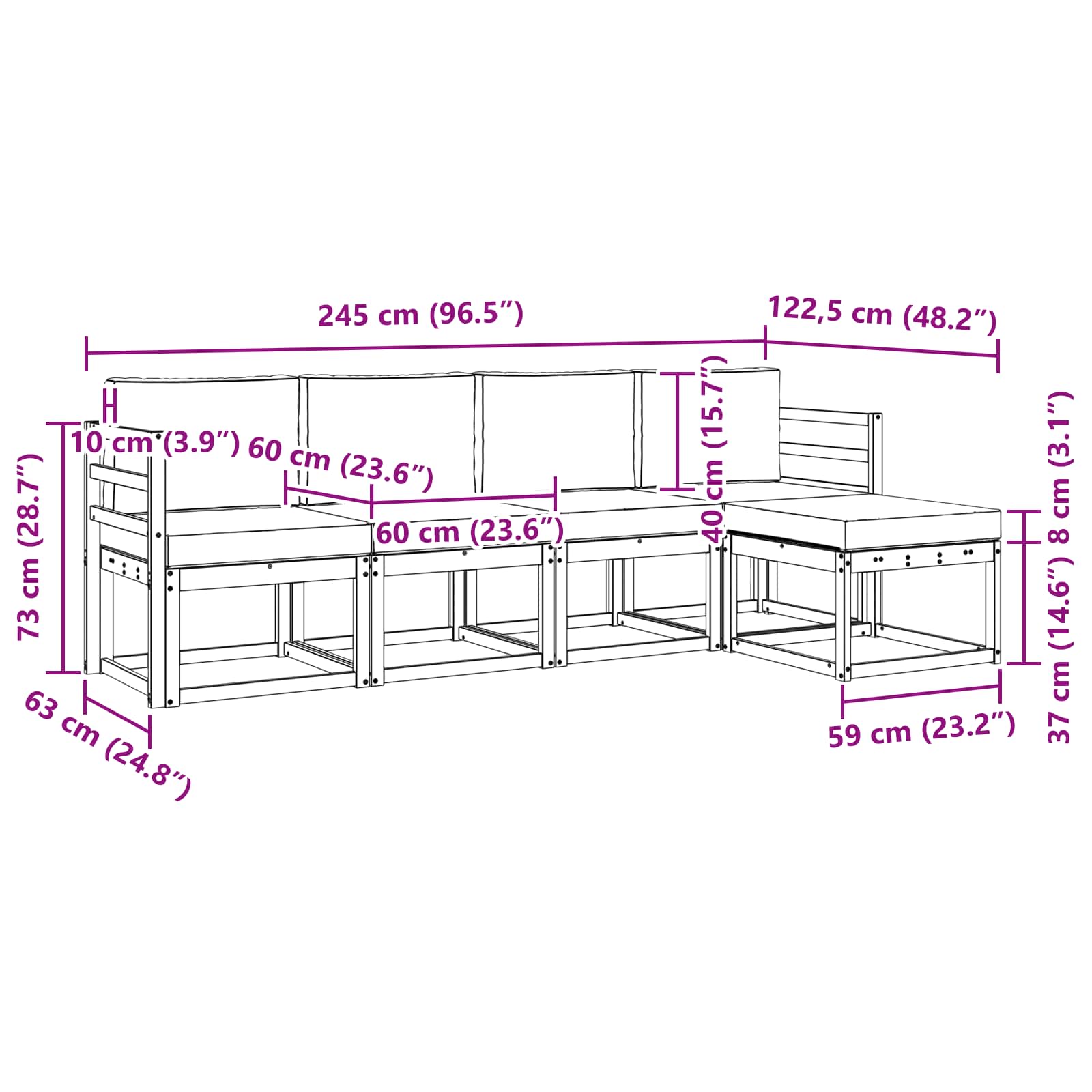 Outdoor-Sofagarnitur 5 stk. Natur und Creme