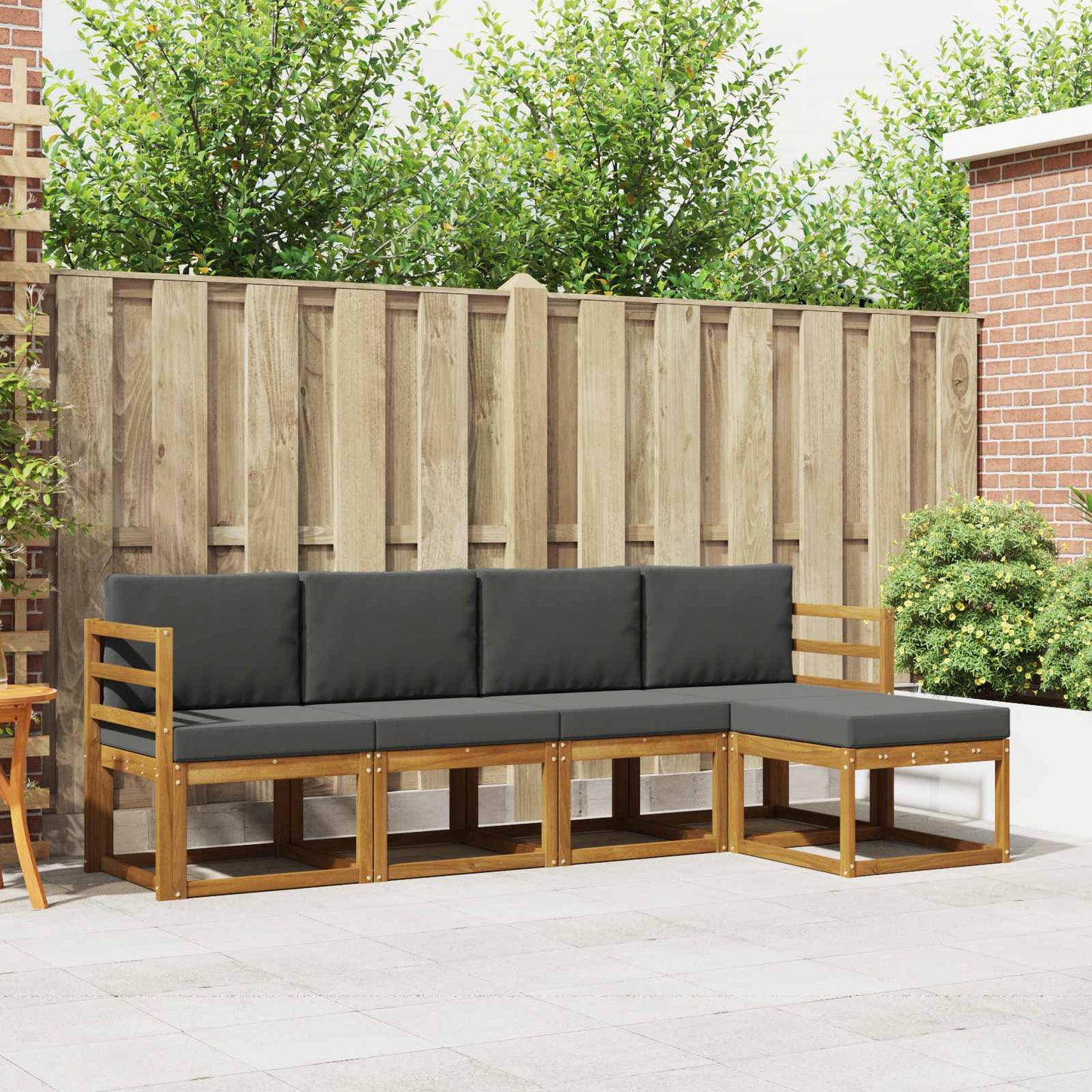Outdoor-Sofagarnitur 5 stk. Natur und Anthrazit