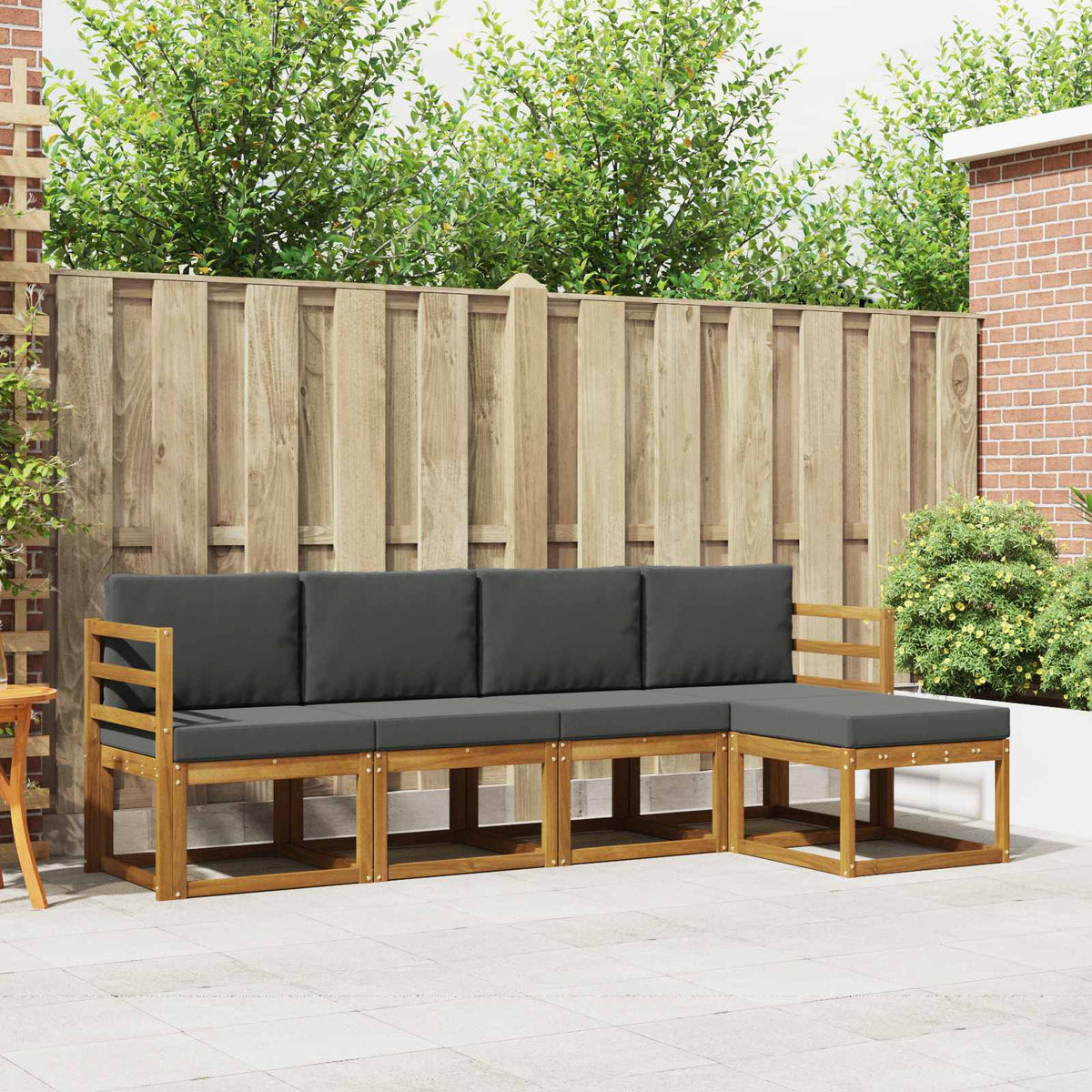 Outdoor-Sofagarnitur 5 stk. Natur und Anthrazit