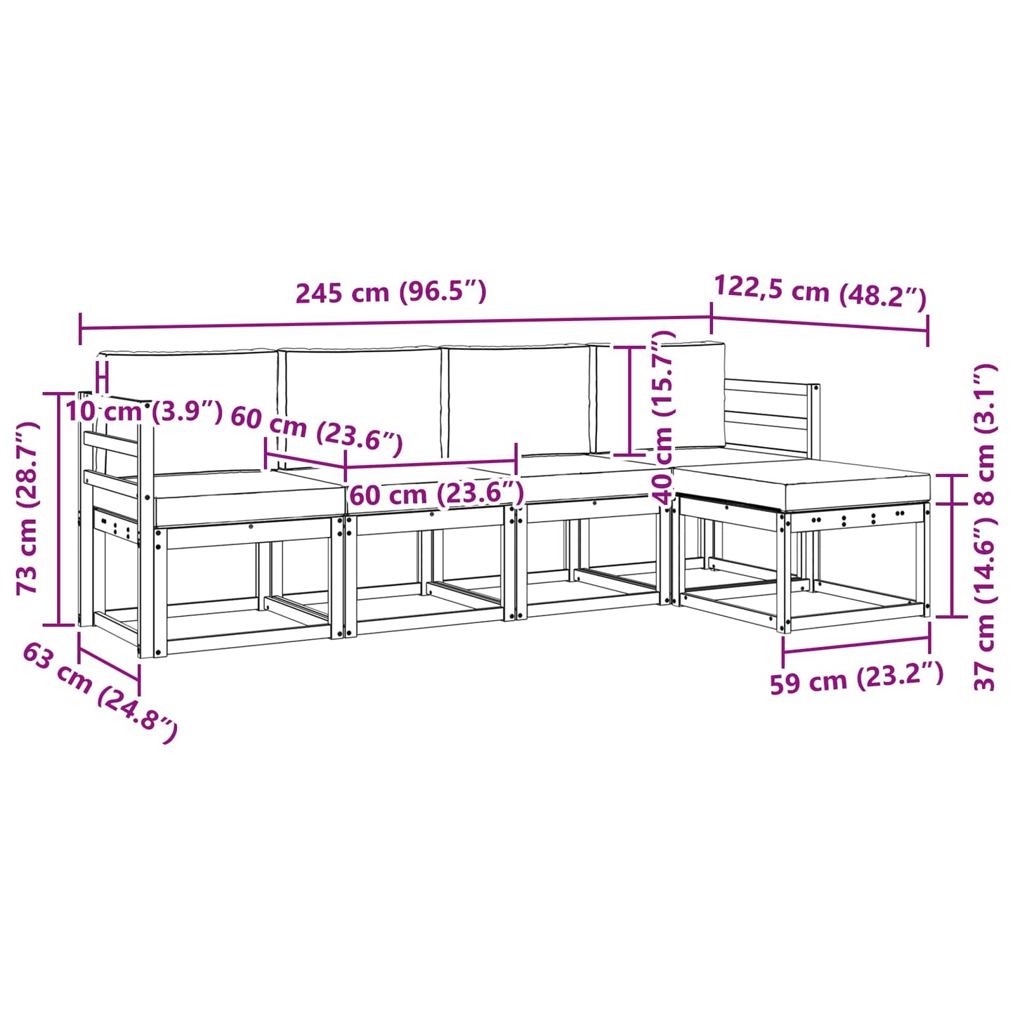 Outdoor-Sofagarnitur 5 stk. Natur und Anthrazit