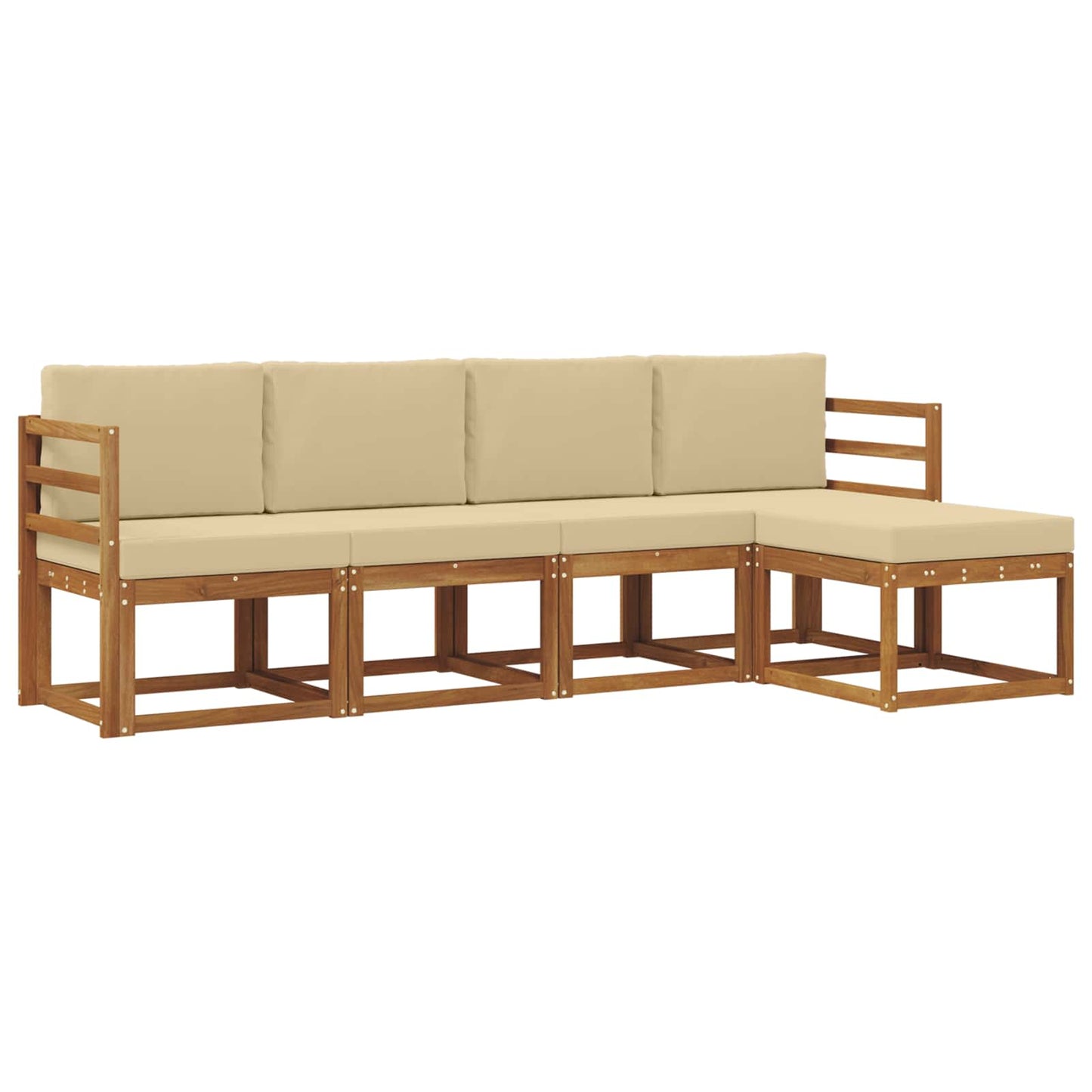 Outdoor-Sofagarnitur 5 pcs Natur und Beige Massivholz Akazie