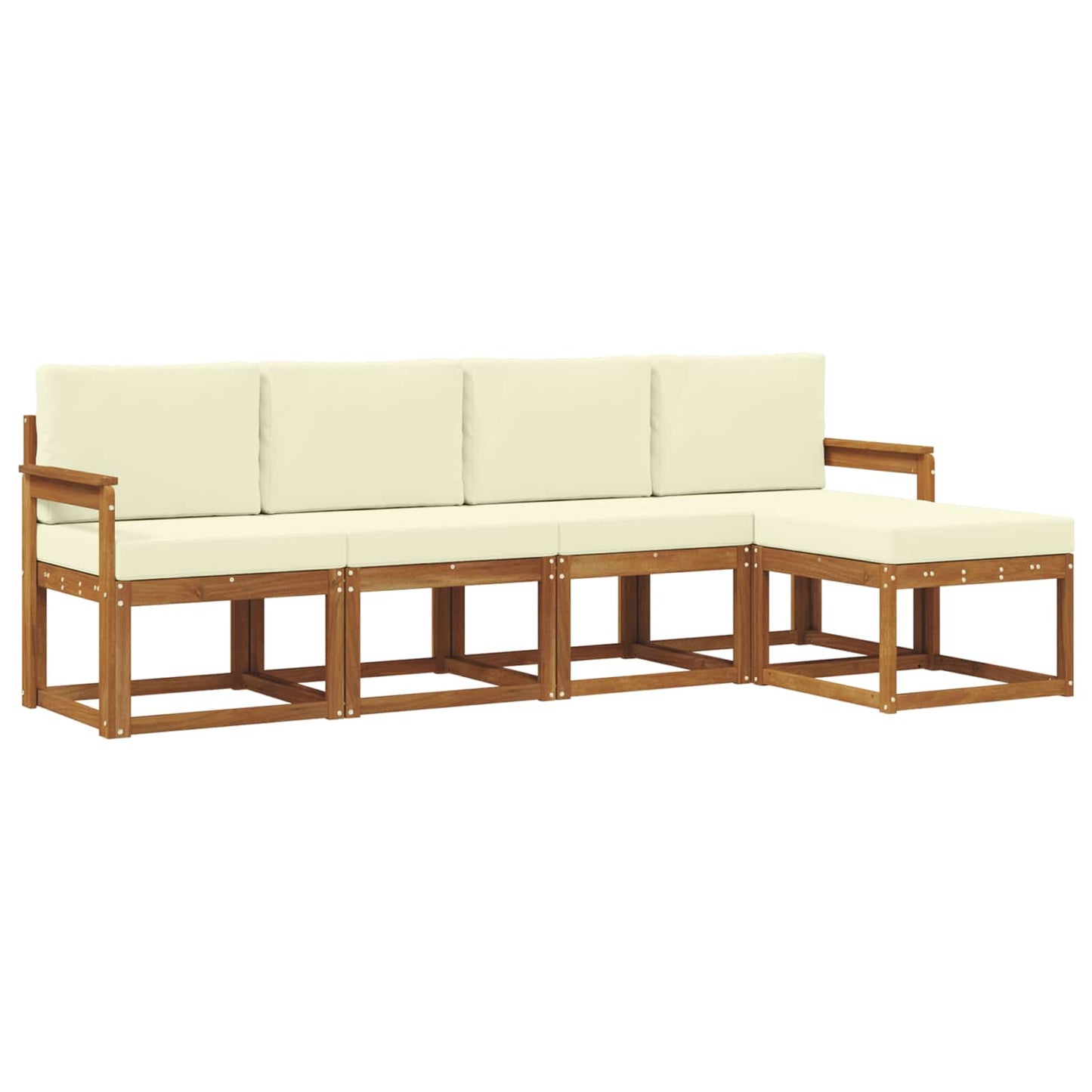 Outdoor-Sofagarnitur 5 stk. Natur und Creme